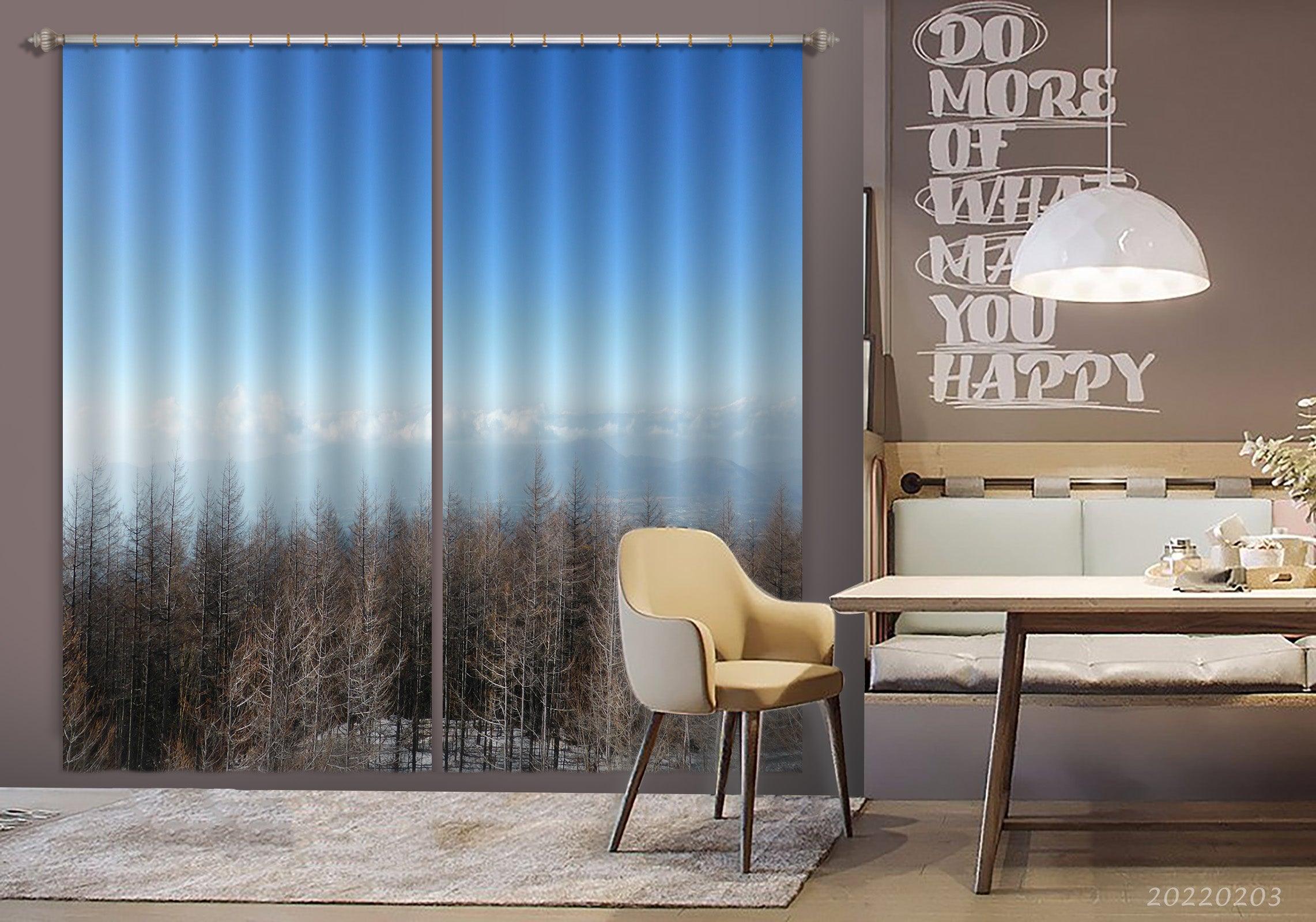 3D Winter Woods Cloud Scenery Curtains and Drapes GD 958- Jess Art Decoration