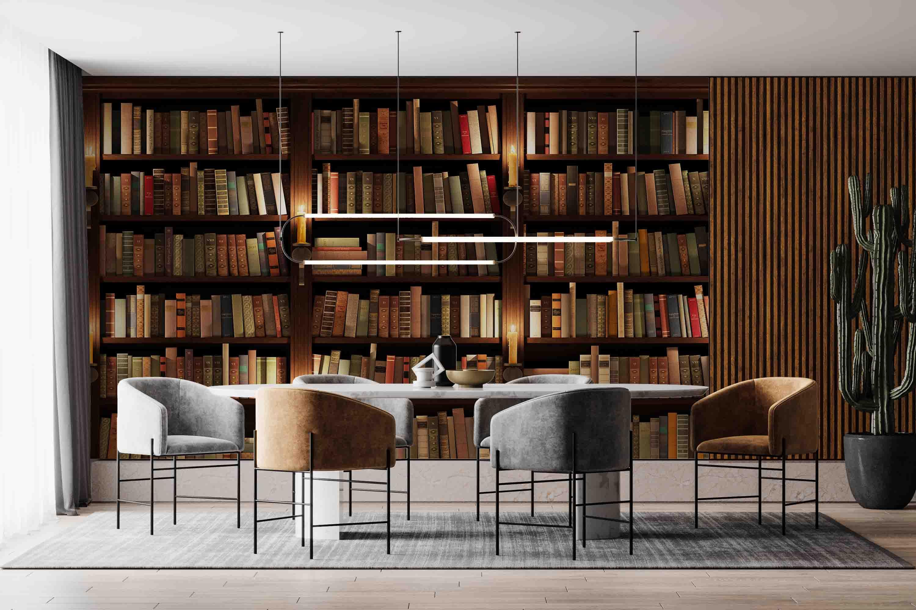 3D Library Bookshelf realistic bookshelf wall mural wall mural wallpaper for office - view 4
