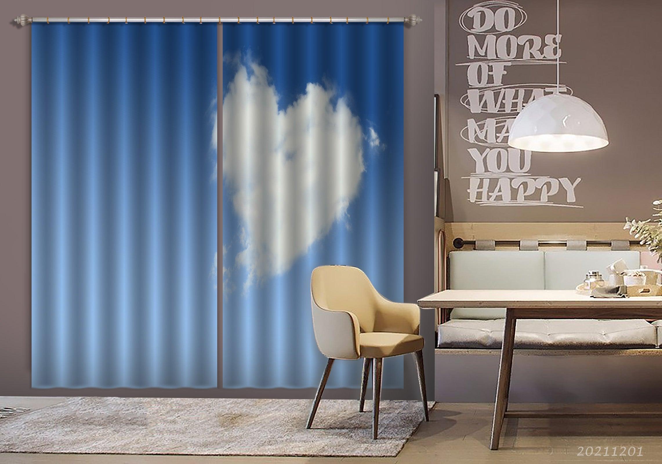 3D Abstract Sky Love Heart Clouds Curtains and Drapes LLL 214- Jess Art Decoration