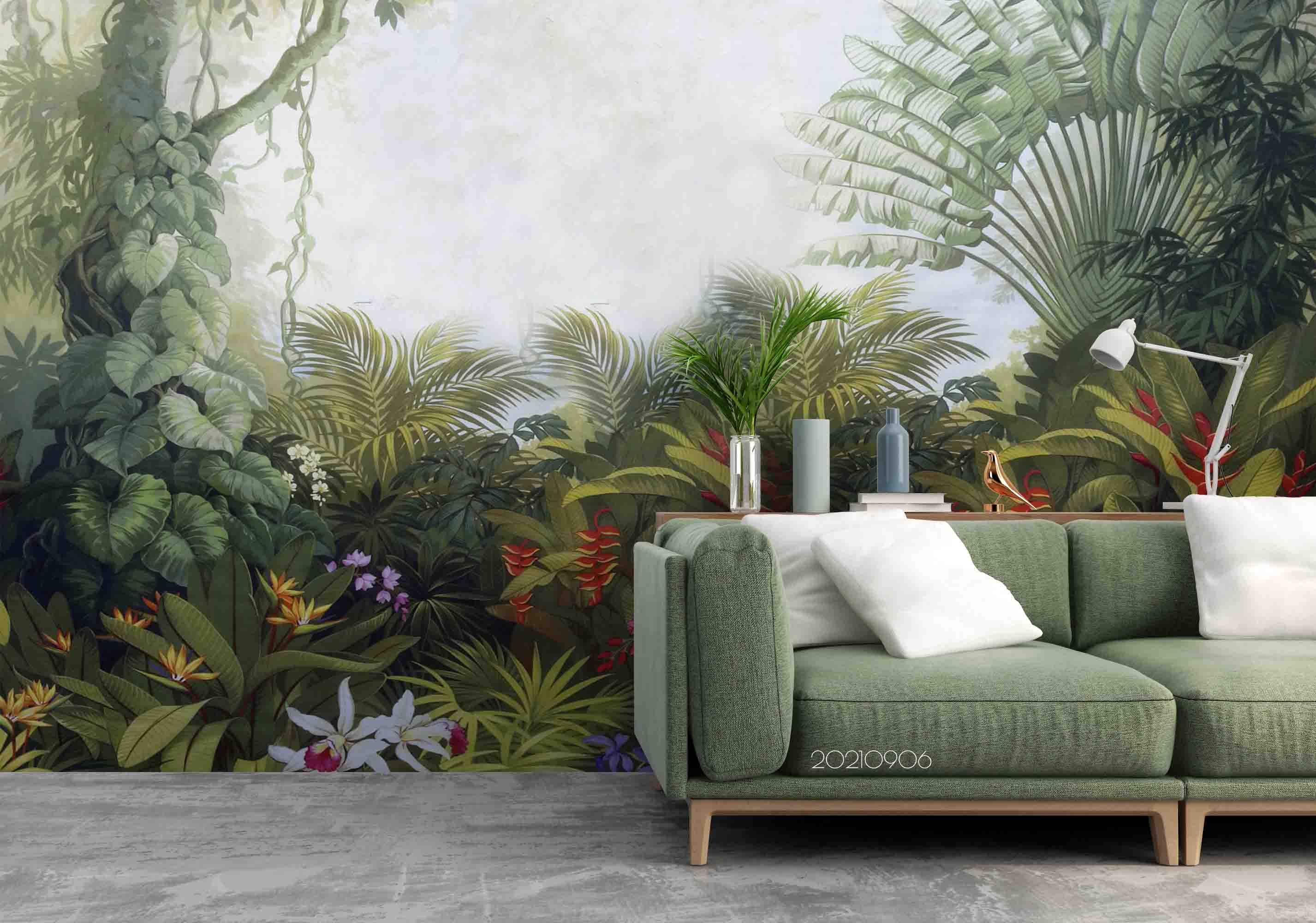 3D Tropical Jungle Landscape Wall Mural Wallpaper LQH 545- Jess Art Decoration
