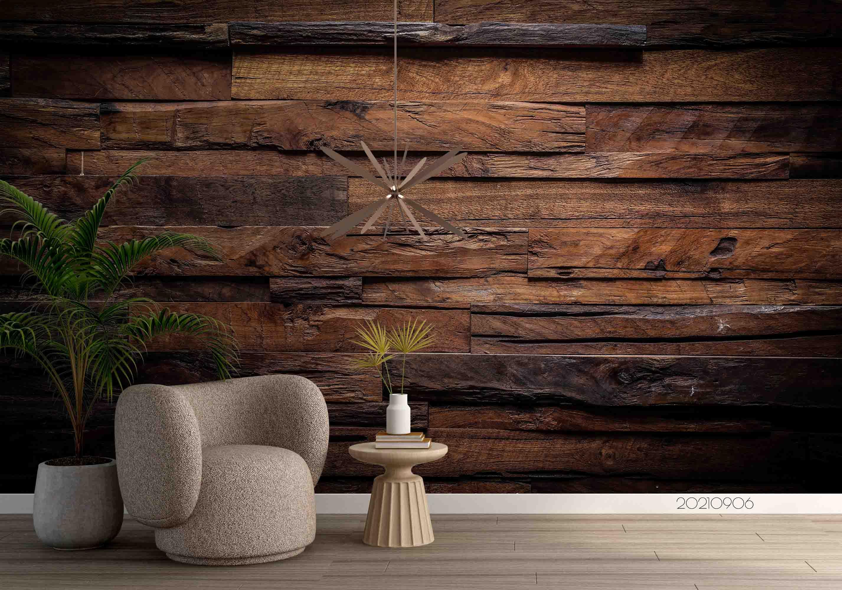 3D Brown Wood Board Texture Wall Mural Wallpaper LQH 587- Jess Art Decoration