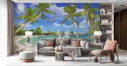 3D Tropics Coconut Trees Sea View Wall Mural Wallpaper 5119- Jess Art Decoration