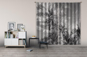 3D Coconut Tree Sky Cloud Black White Curtains and Drapes GD 3626- Jess Art Decoration