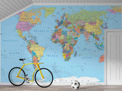 3D Blue World Map Wall Mural Wallpaper LQH 761- Jess Art Decoration