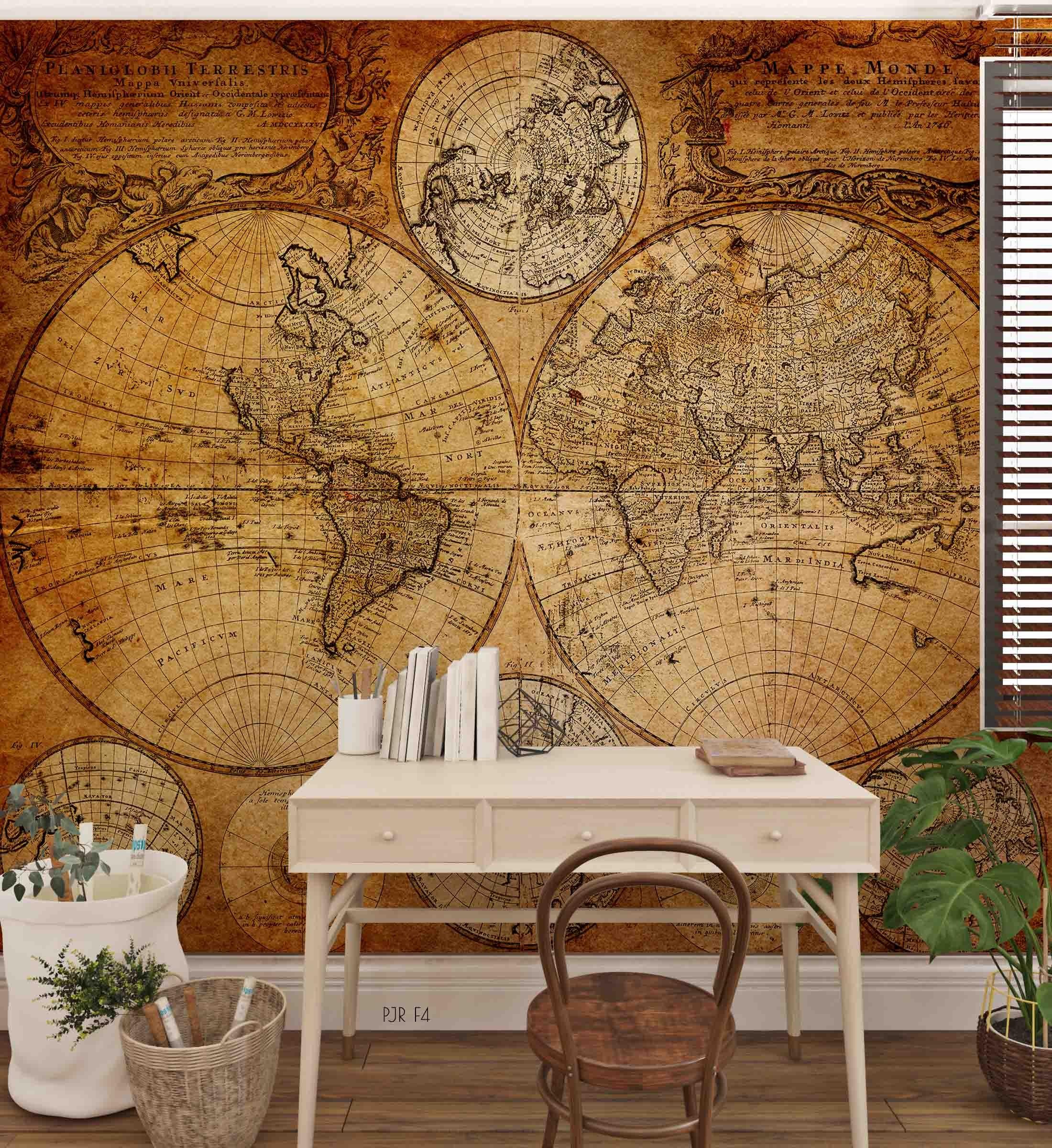 3D Retro World Map Wall Mural Wallpaper LQH 8- Jess Art Decoration