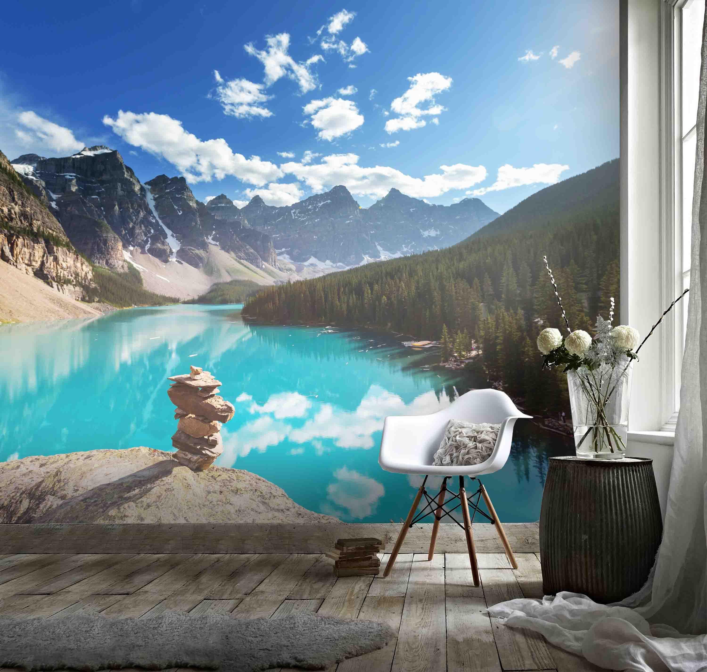 3D Blue Sky Mountains Streams Wall Mural Wallpaper 42- Jess Art Decoration