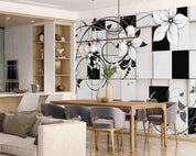 3D Black White Geometric Square Flower Wall Mural Wallpaper GD 3136- Jess Art Decoration