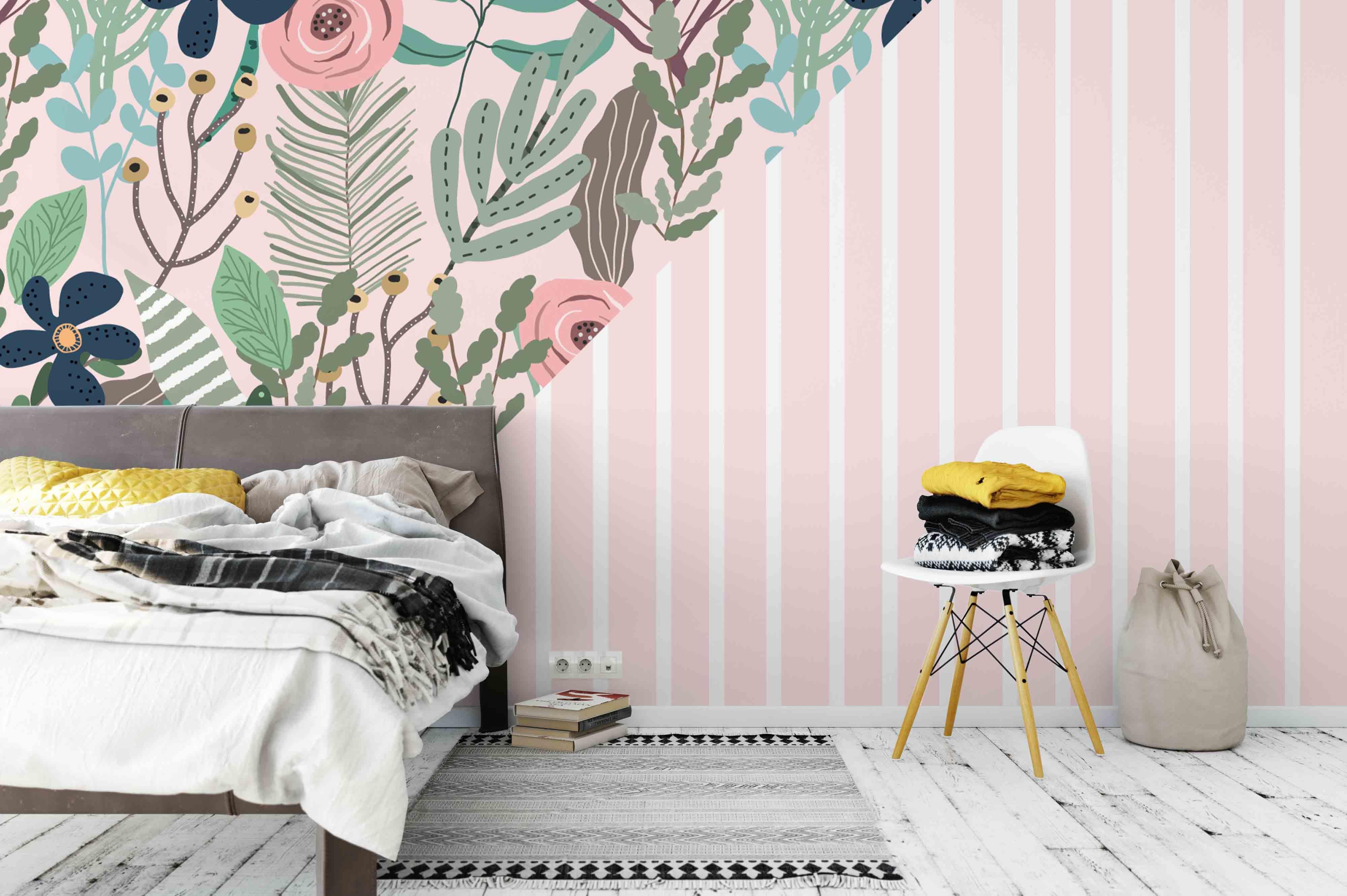 3D Pink Flowers Leaves Wall Mural Wallpaper 10- Jess Art Decoration