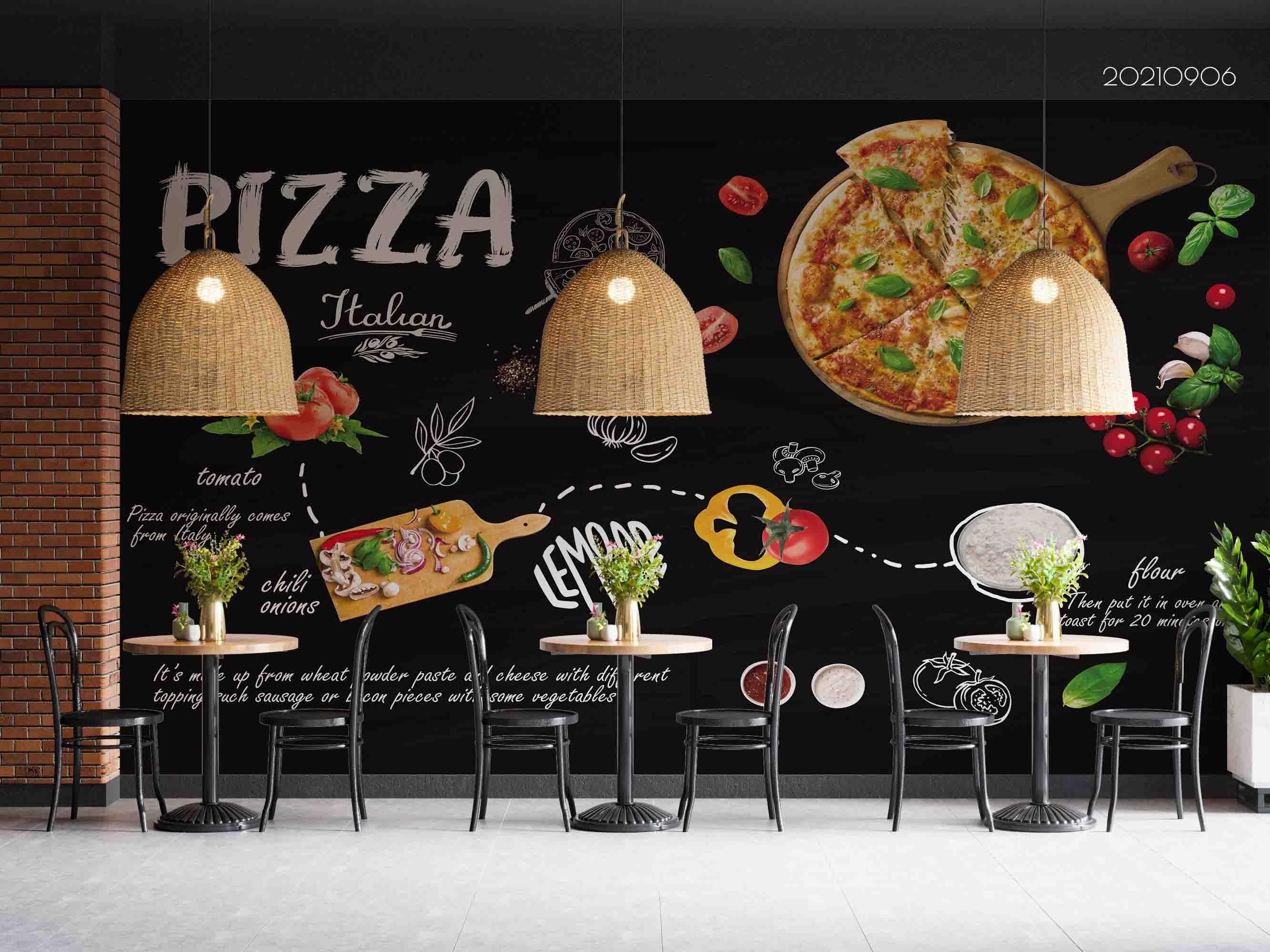 3D Pizza Shop Background Wall Mural Wallpaper LQH 575- Jess Art Decoration