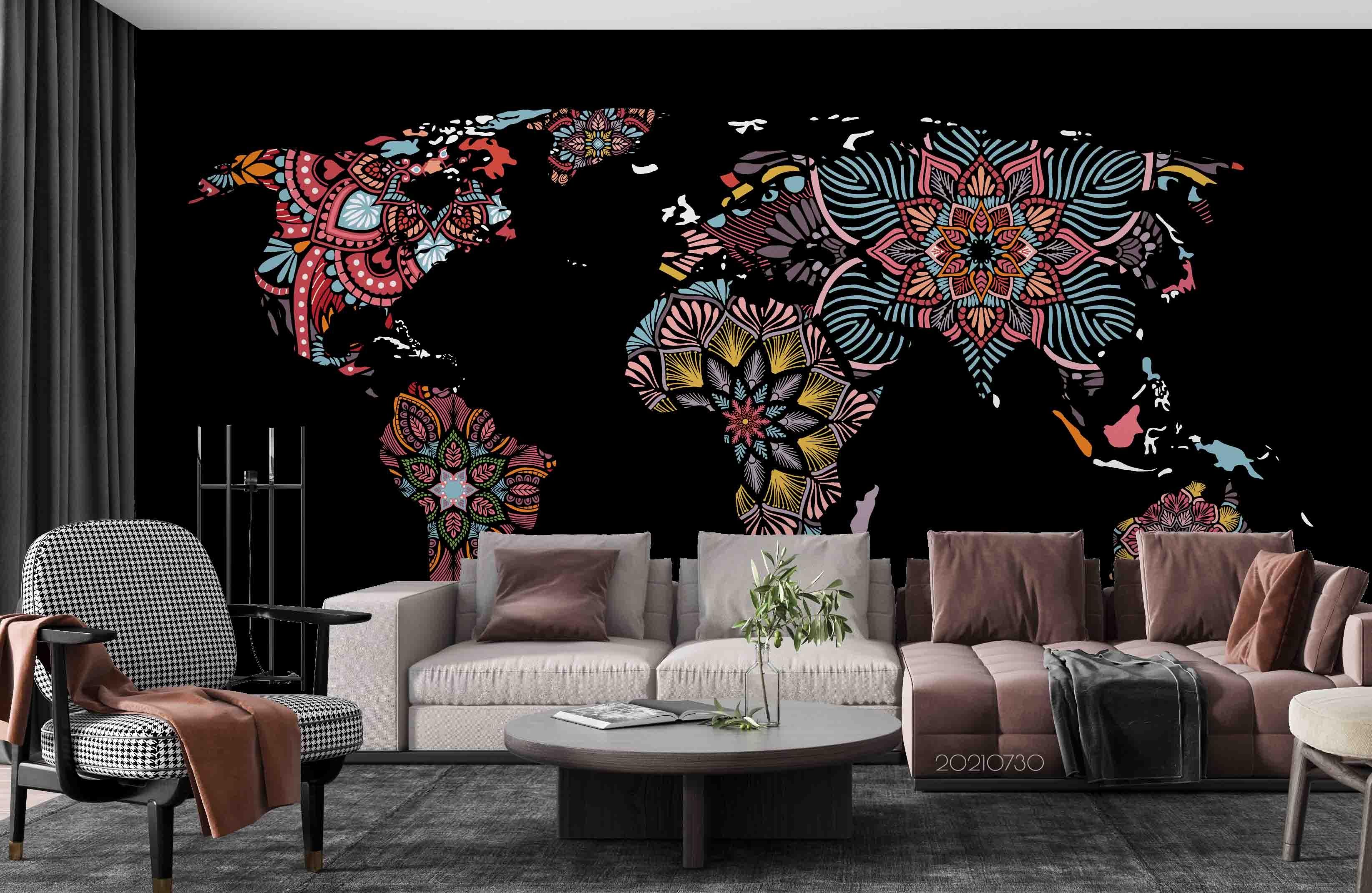 3D Abstract Art Map World Wall Mural Wallpaper SWW4481- Jess Art Decoration