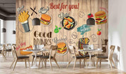 3D Fast Food Plank Background Pattern Wall Mural Wallpaper GD 3374- Jess Art Decoration