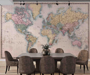 3D Colourful World Map Wall Mural Wallpaper WJ 2184- Jess Art Decoration