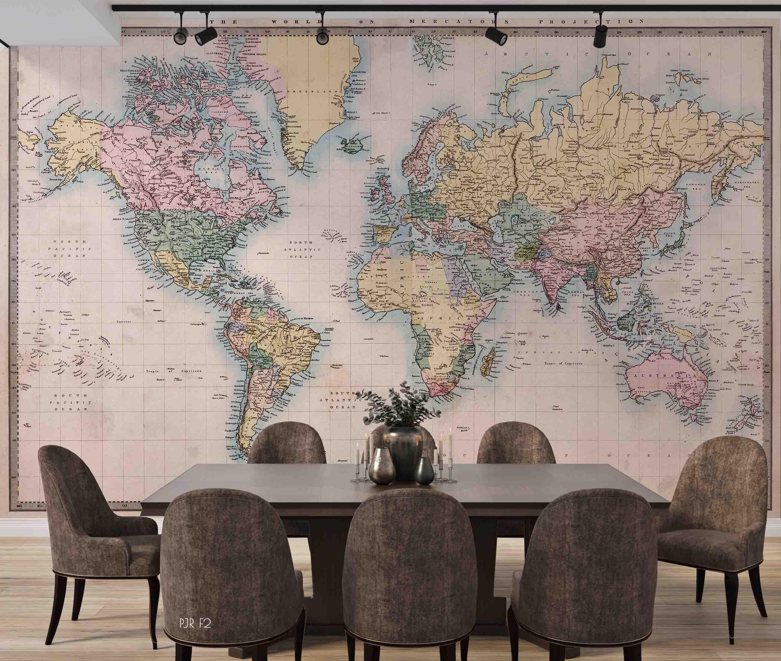 3D Colourful World Map Wall Mural Wallpaper WJ 2184- Jess Art Decoration