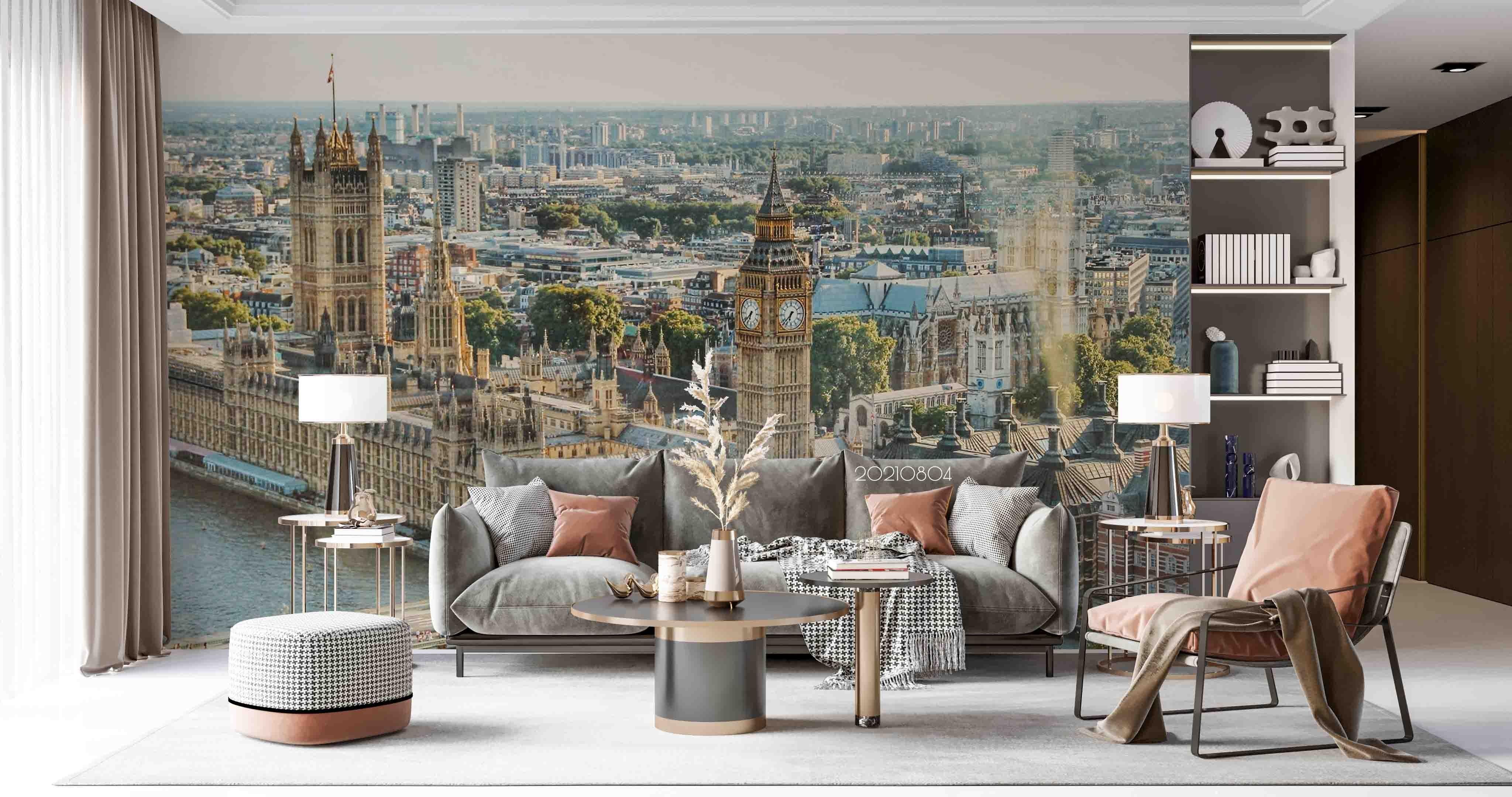 3D  UK Big Ben Notre Dame De Paris Seine Wall Mural Wallpaper SWW5019- Jess Art Decoration