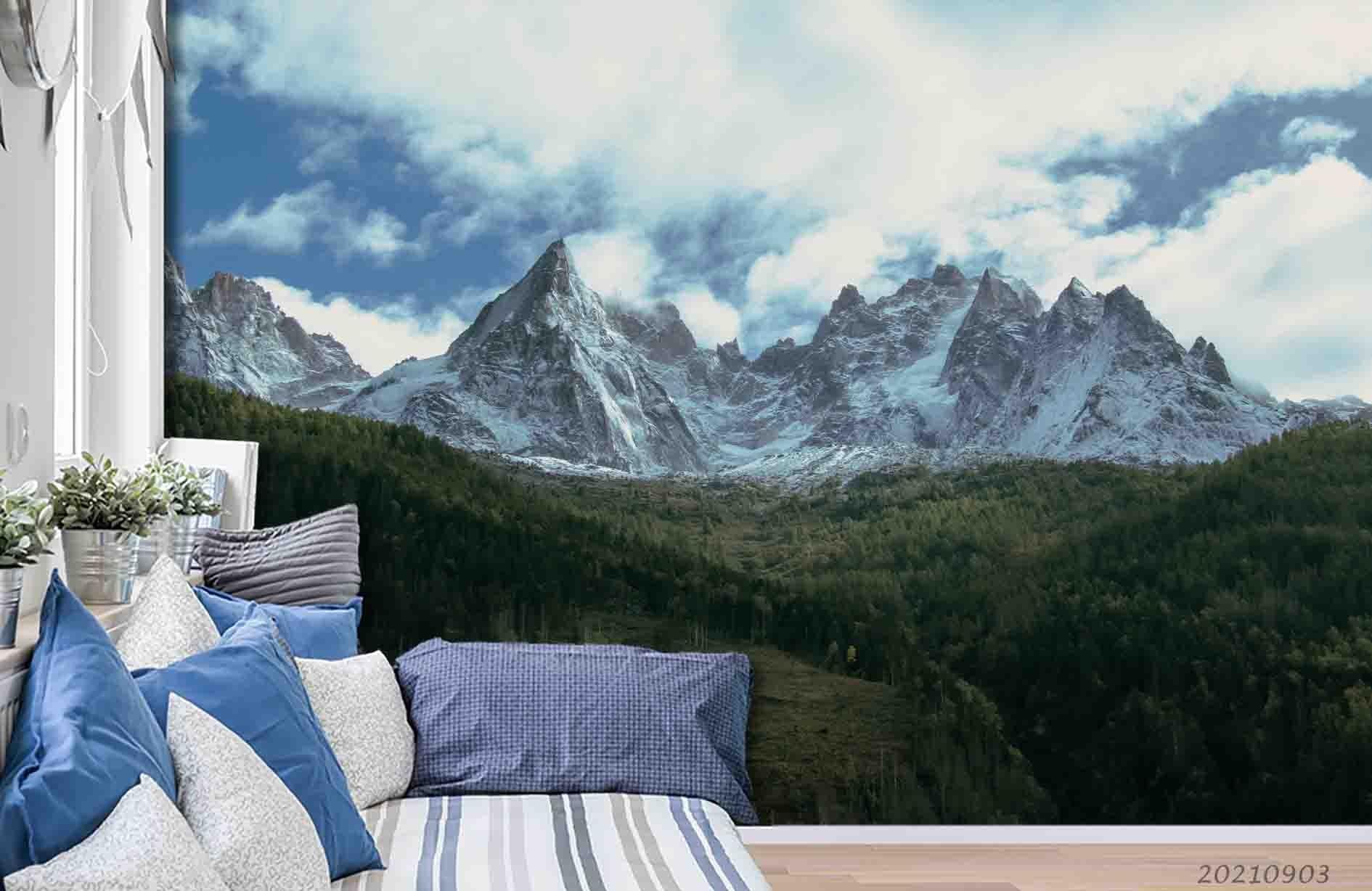 3D Sky Cloud Mountain Landscape Wall Mural Wallpaper LQH 96- Jess Art Decoration