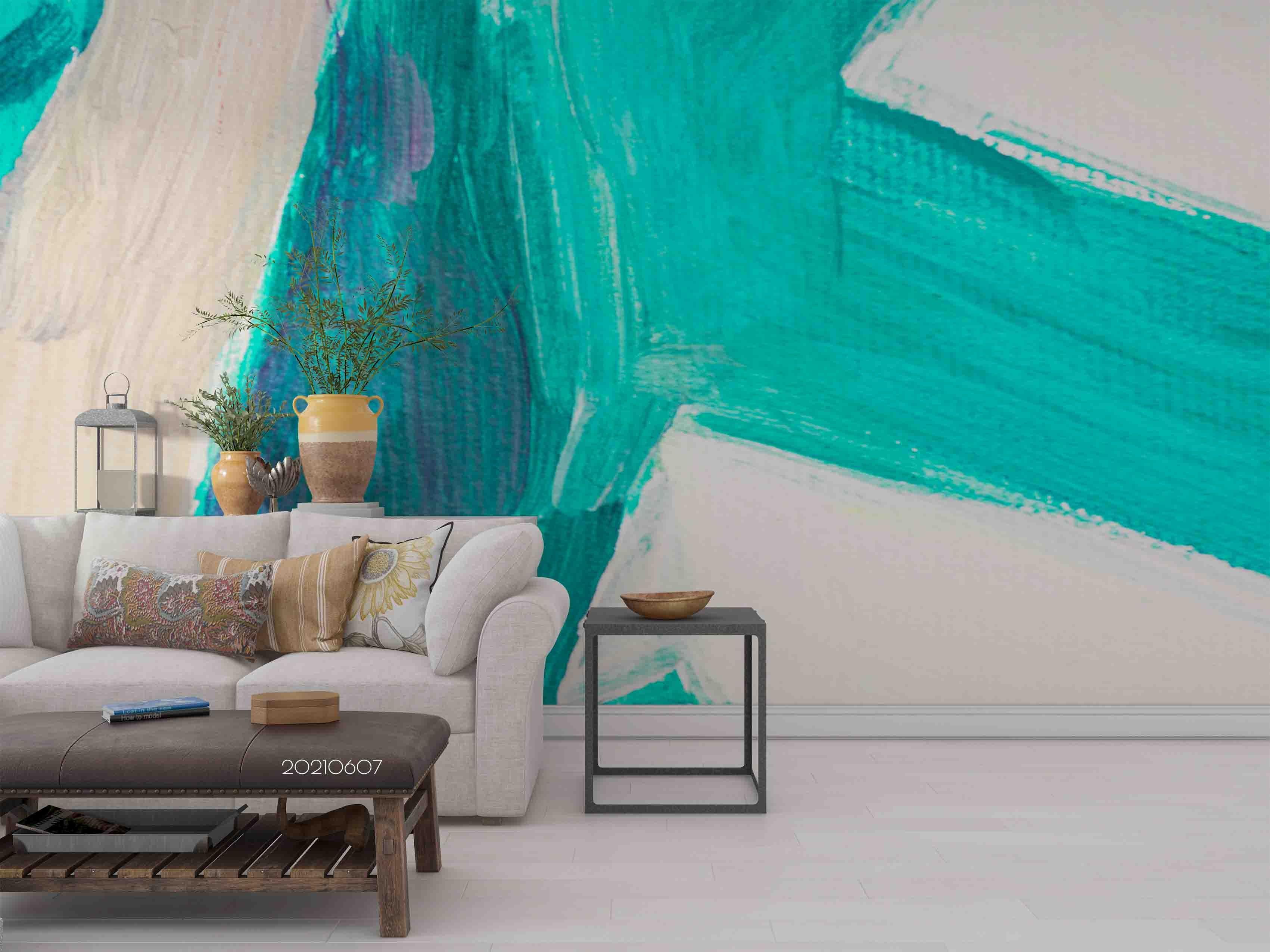 3D Abstract White Canvas Light Blue Wall Mural Wallpaper SWW712- Jess Art Decoration