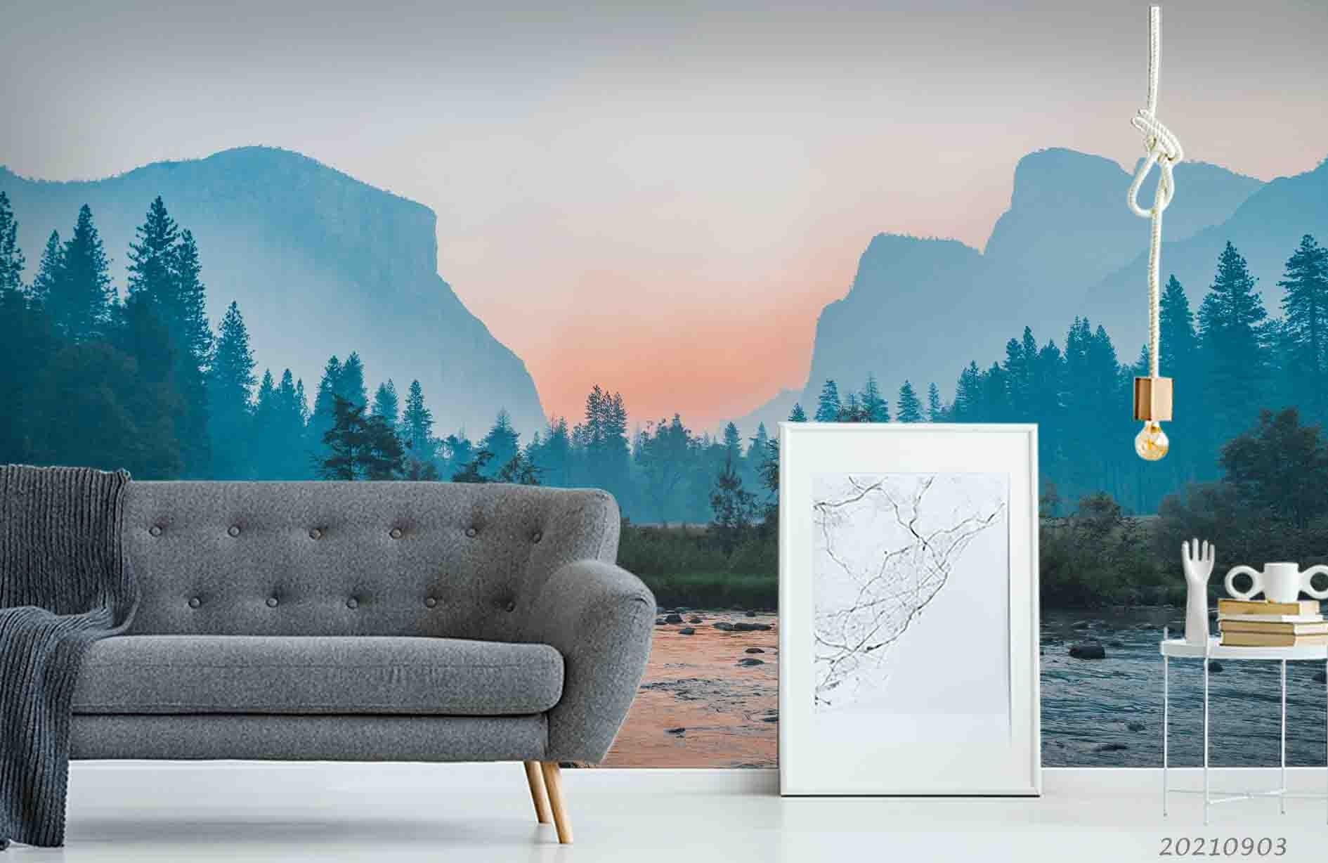 3D Sky Forest River Landscape Wall Mural Wallpaper LQH 102- Jess Art Decoration