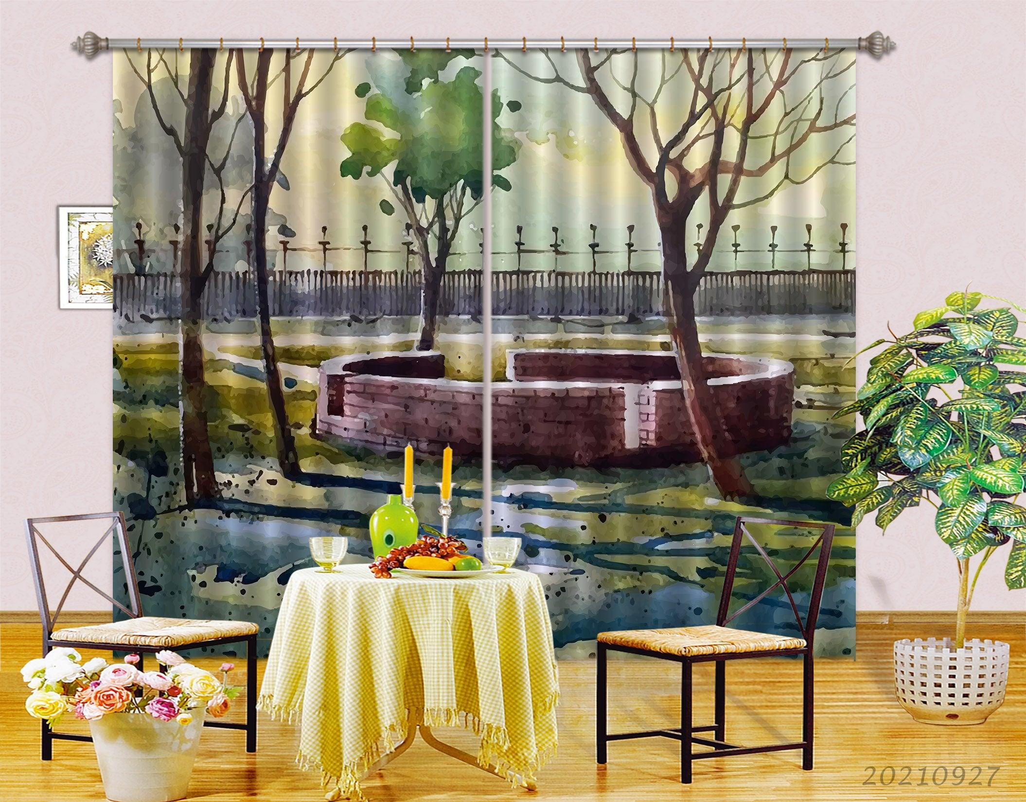 3D Landscape Oil Painting Curtains and Drapes LQH 125- Jess Art Decoration