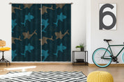 3D Fish Blue Sea Water Curtains and Drapes GD 3162- Jess Art Decoration