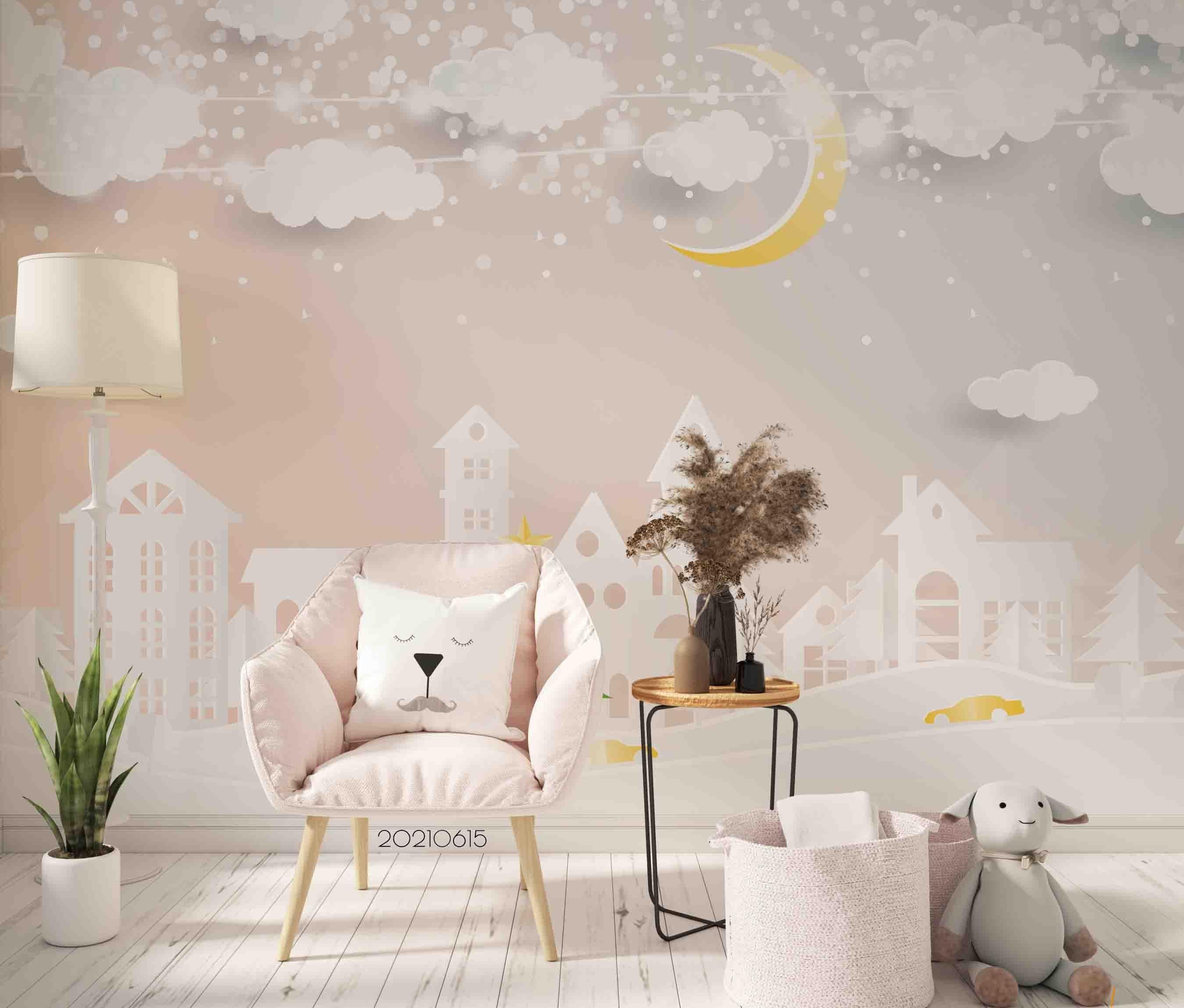 3D Northern Europe Hand-painted Starry Sky Building Wall Mural Wallpaper SWW2456- Jess Art Decoration