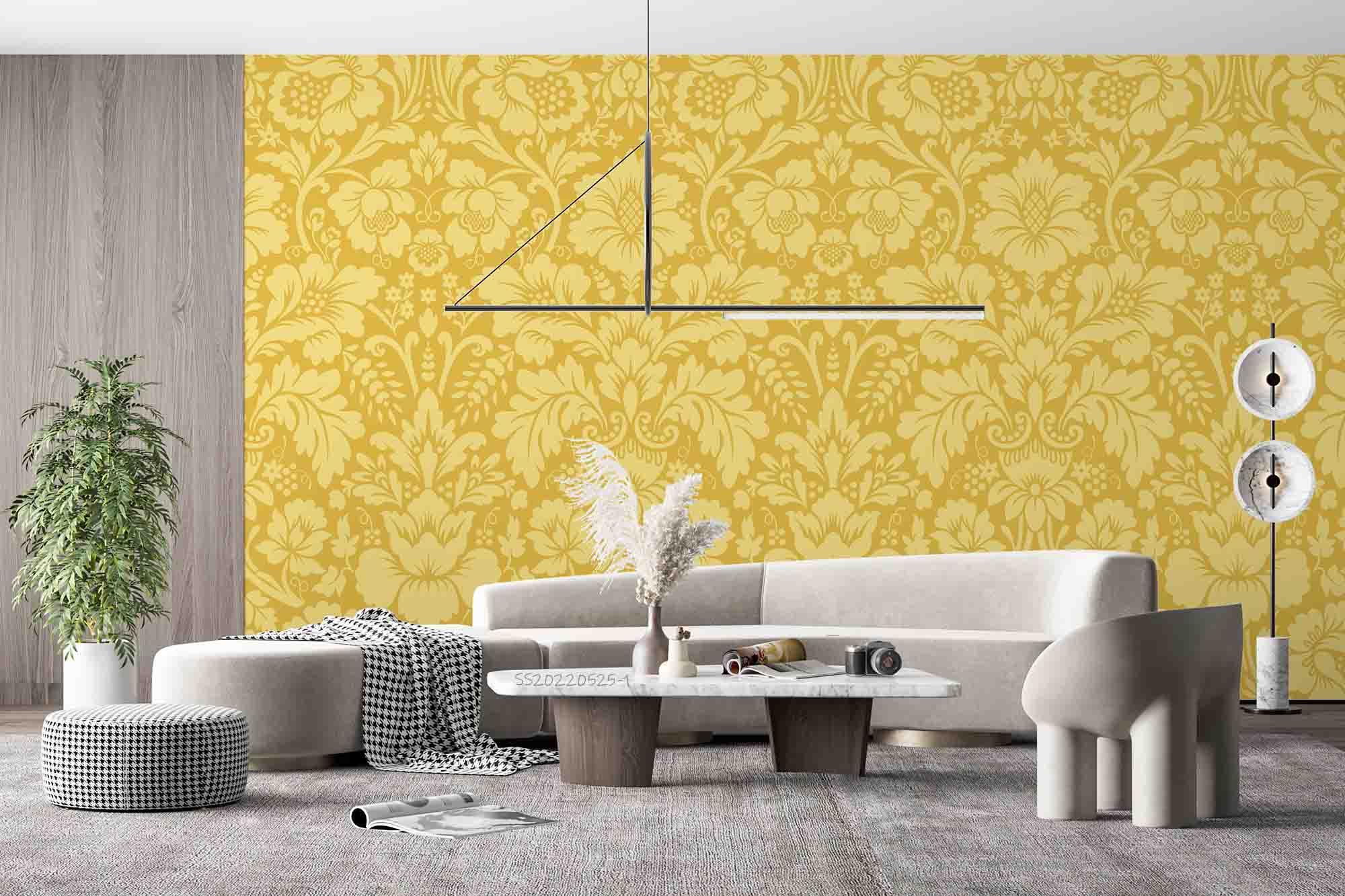 3D Vintage Golden Floral Background Wall Mural Wallpaper GD 4765- Jess Art Decoration