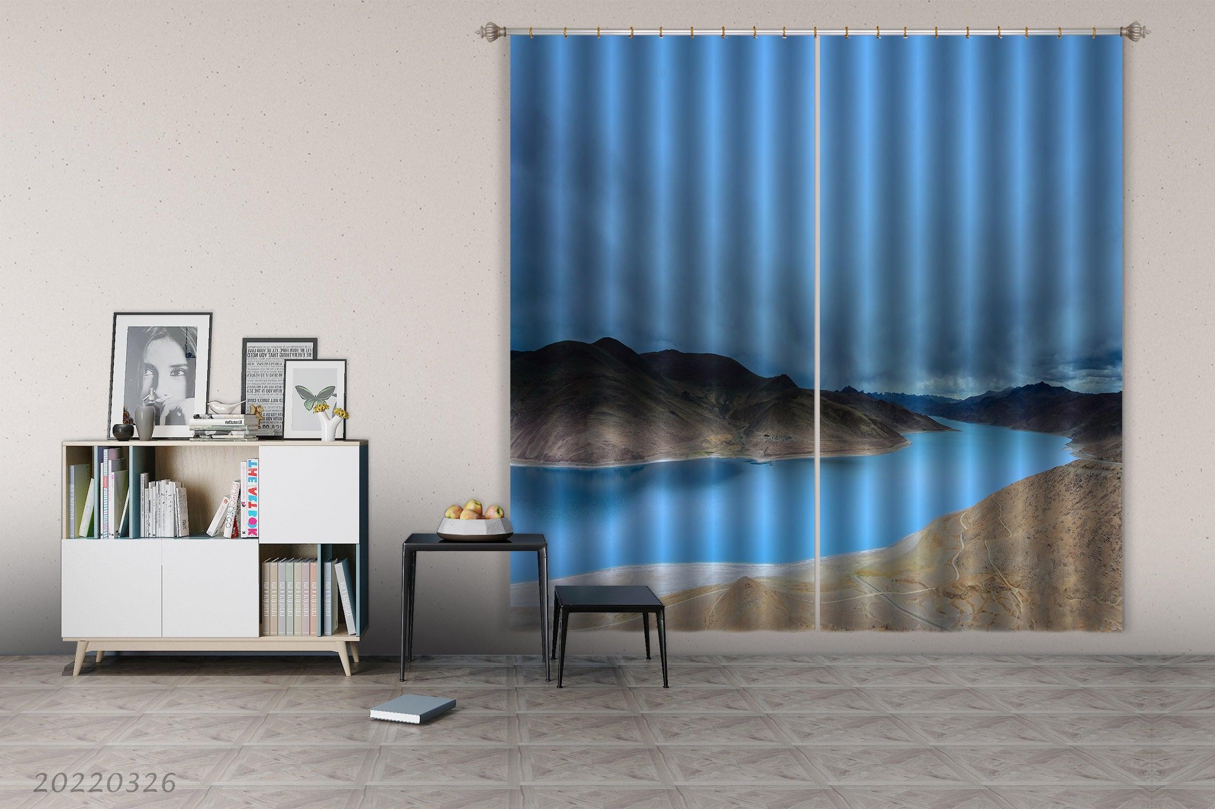3D Landscape River Mountain Cloudy Curtains and Drapes GD 3013- Jess Art Decoration