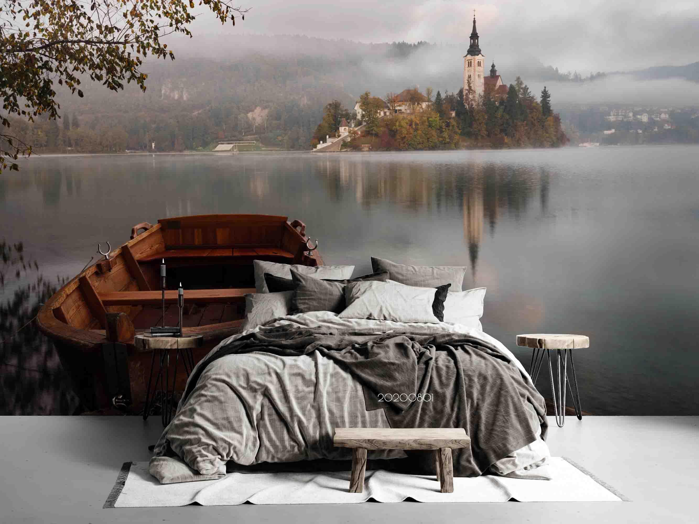 3D Lake Tower Scenery Wall Mural Wallpaper LXL 848- Jess Art Decoration