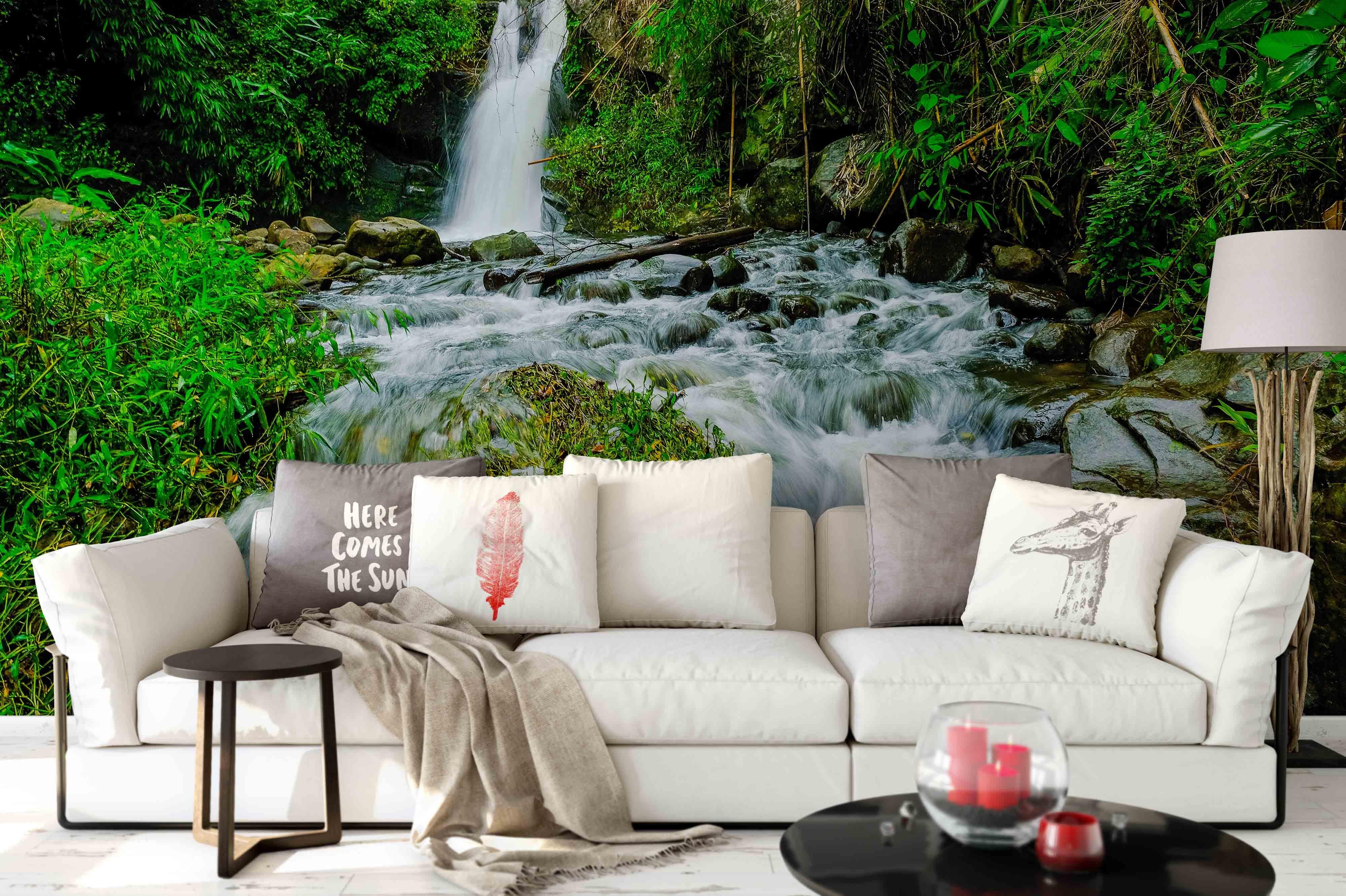 3D Waterfall Forest Jungle Wall Mural Wallpaper 56- Jess Art Decoration