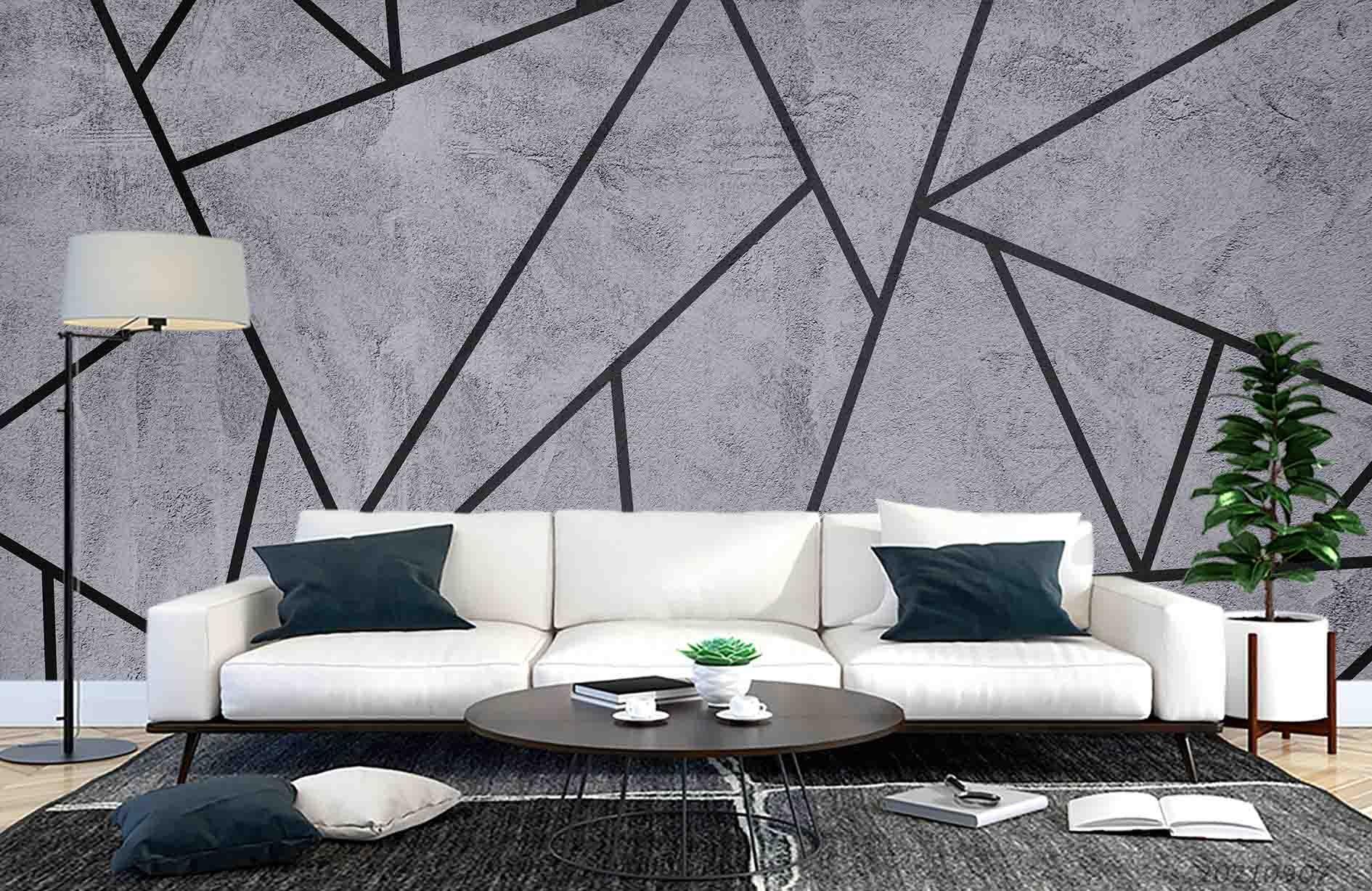 3D Abstract Grey Geometric Marble Wall Mural Wallpaper LQH 244- Jess Art Decoration