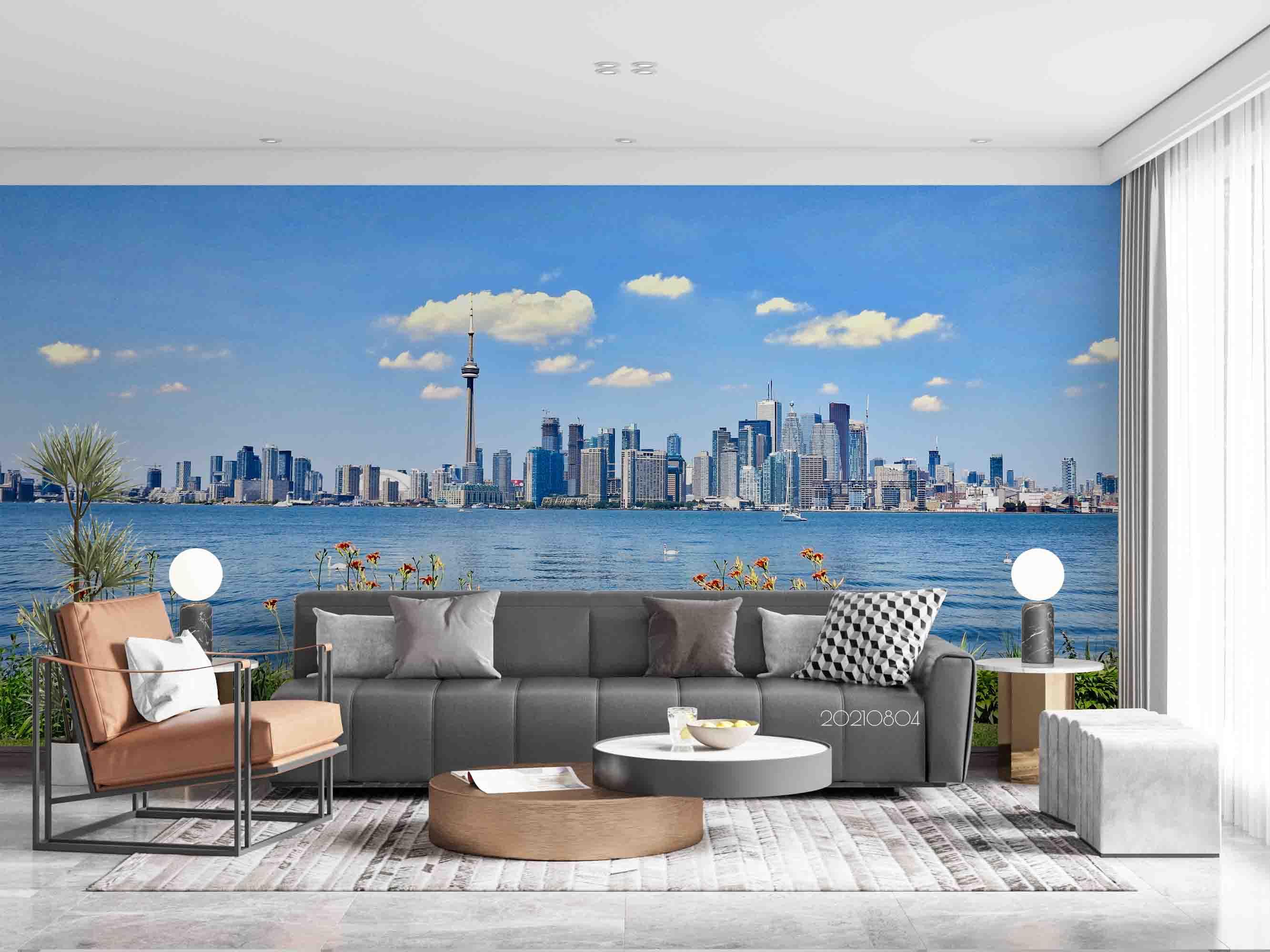 3D City Landmark Building River Wall Mural Wallpaper 5032- Jess Art Decoration