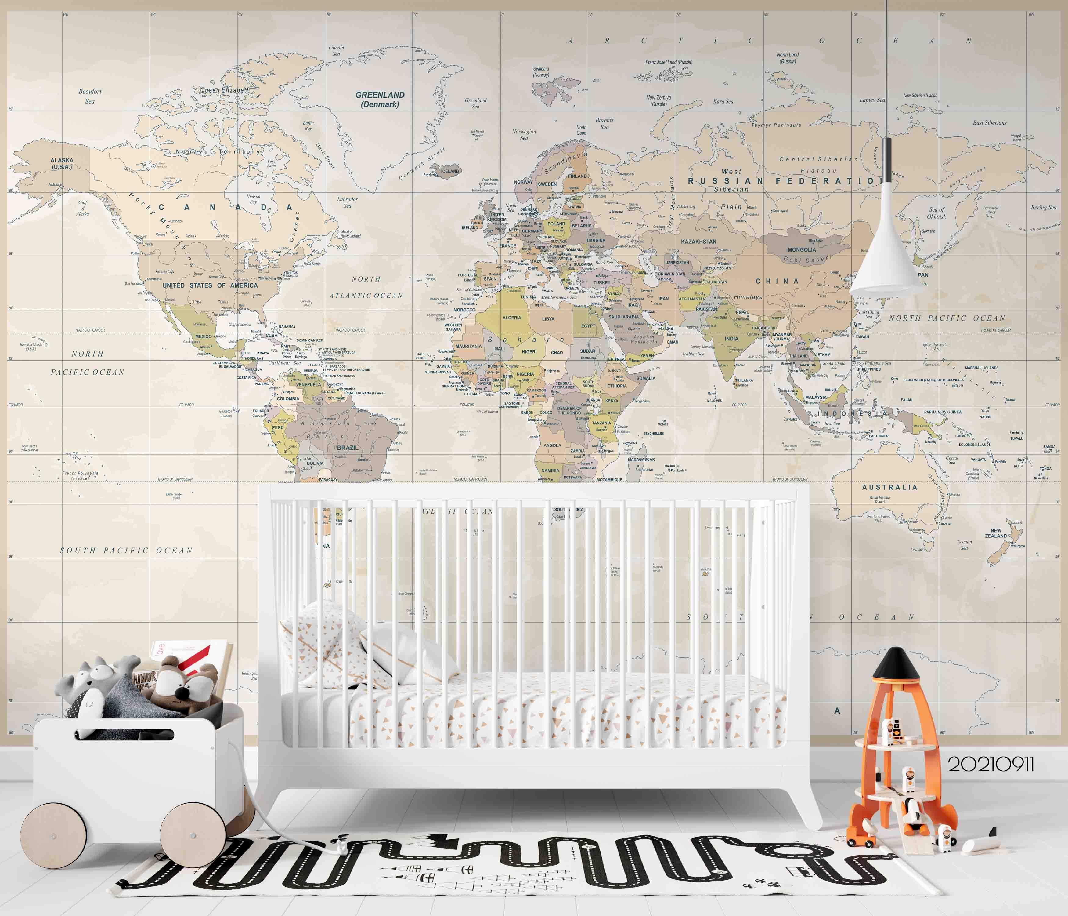 3D World Map Wall Mural Wallpaper LQH 737- Jess Art Decoration