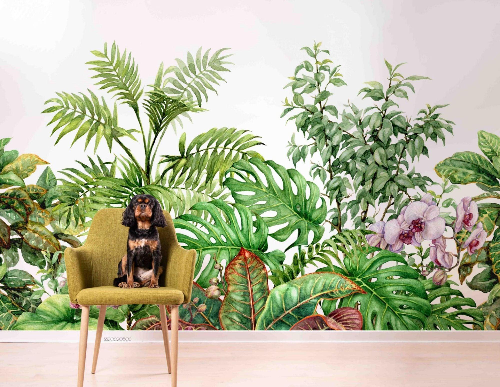 3D Tropic Plant Leaves Wall Mural Wallpaper SWW 192- Jess Art Decoration