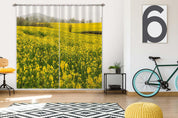 3D Yellow Canola Flower Field Curtains and Drapes GD 1140- Jess Art Decoration