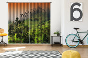 3D Landscape Mountain Green Tree Grass Orange Sky Curtains and Drapes GD 4750- Jess Art Decoration