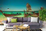 3D seaside wooden boat wall mural wallpaper 17- Jess Art Decoration