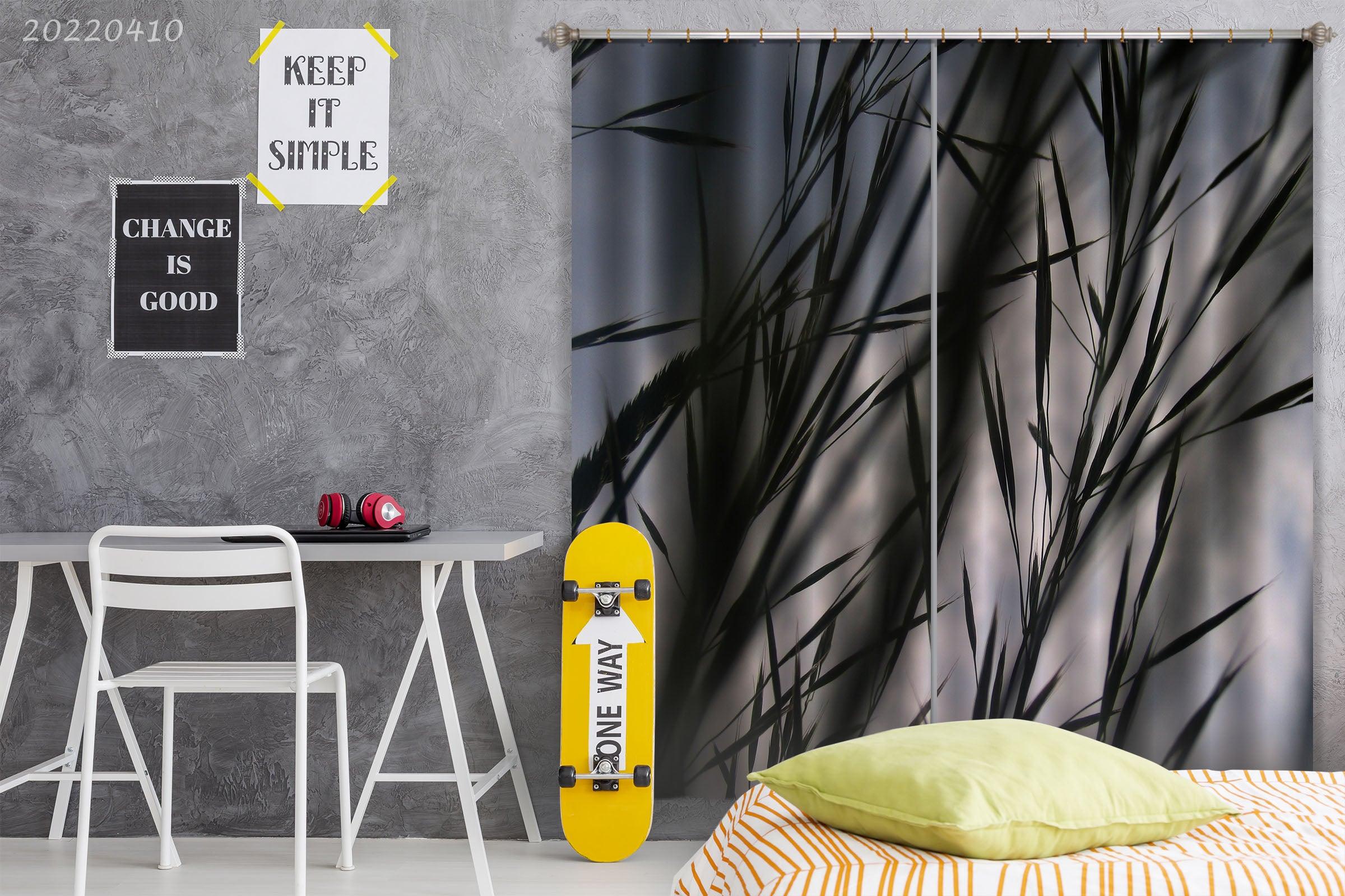 3D Tree Branch Black White Plant Sky Curtains and Drapes GD 3804- Jess Art Decoration