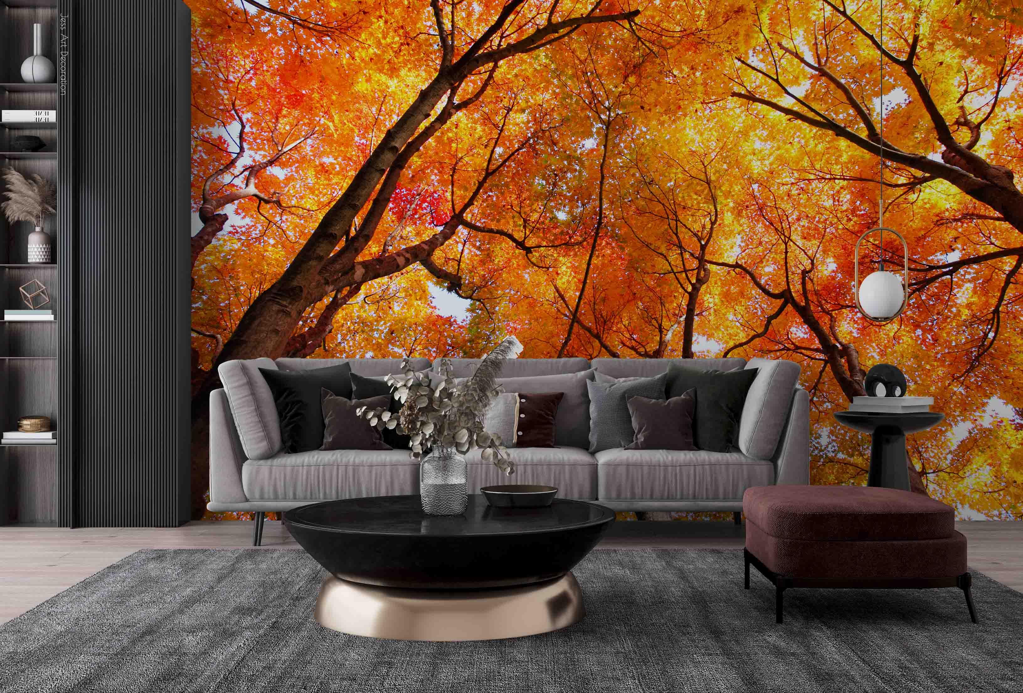 3D Natural Scenery Red Maple Leaf Tree Wall Mural Wallpaper GD 2271- Jess Art Decoration