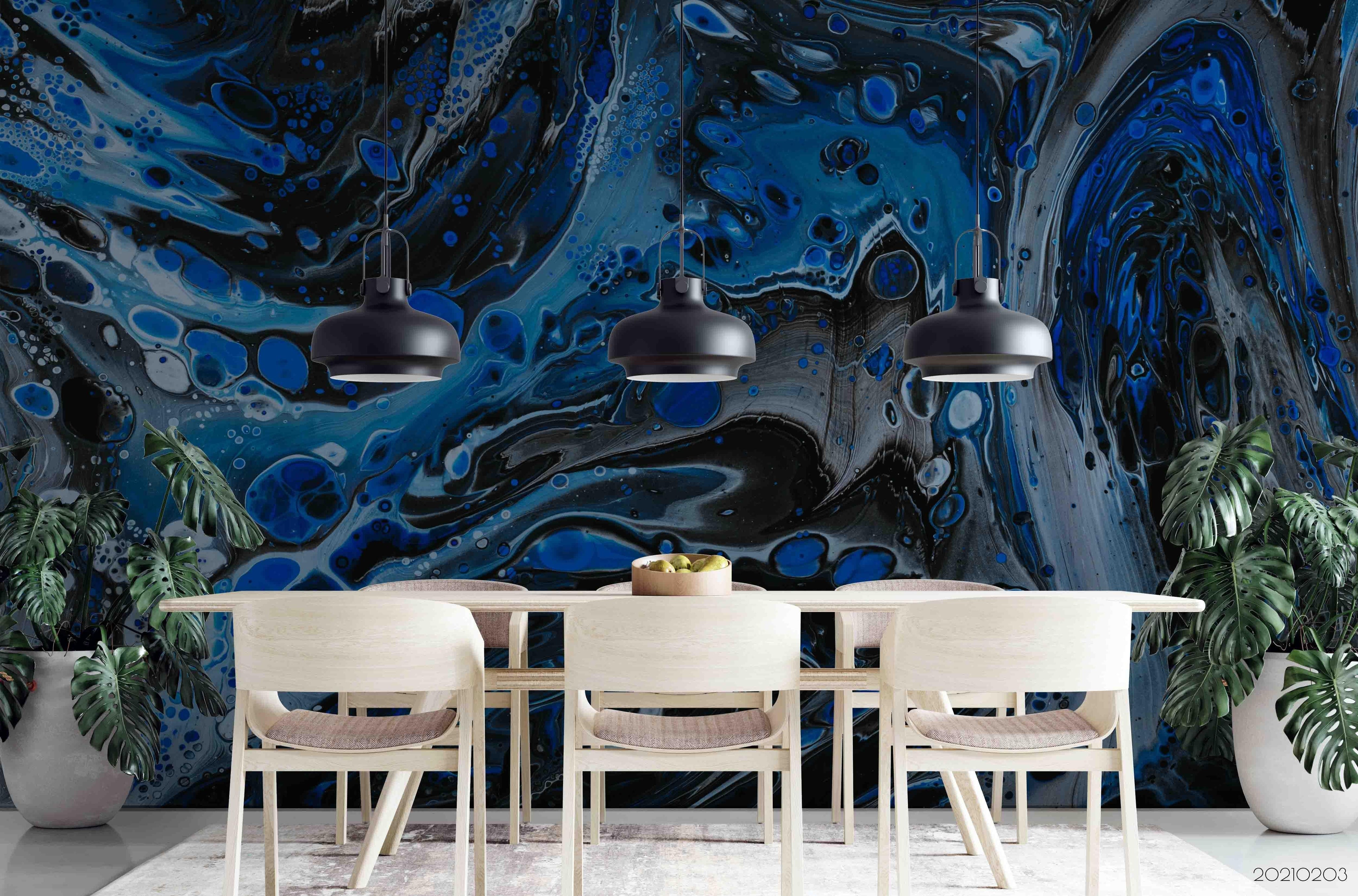 3D Abstract Blue Marble Texture Wall Mural Wallpaper LQH 262 ...