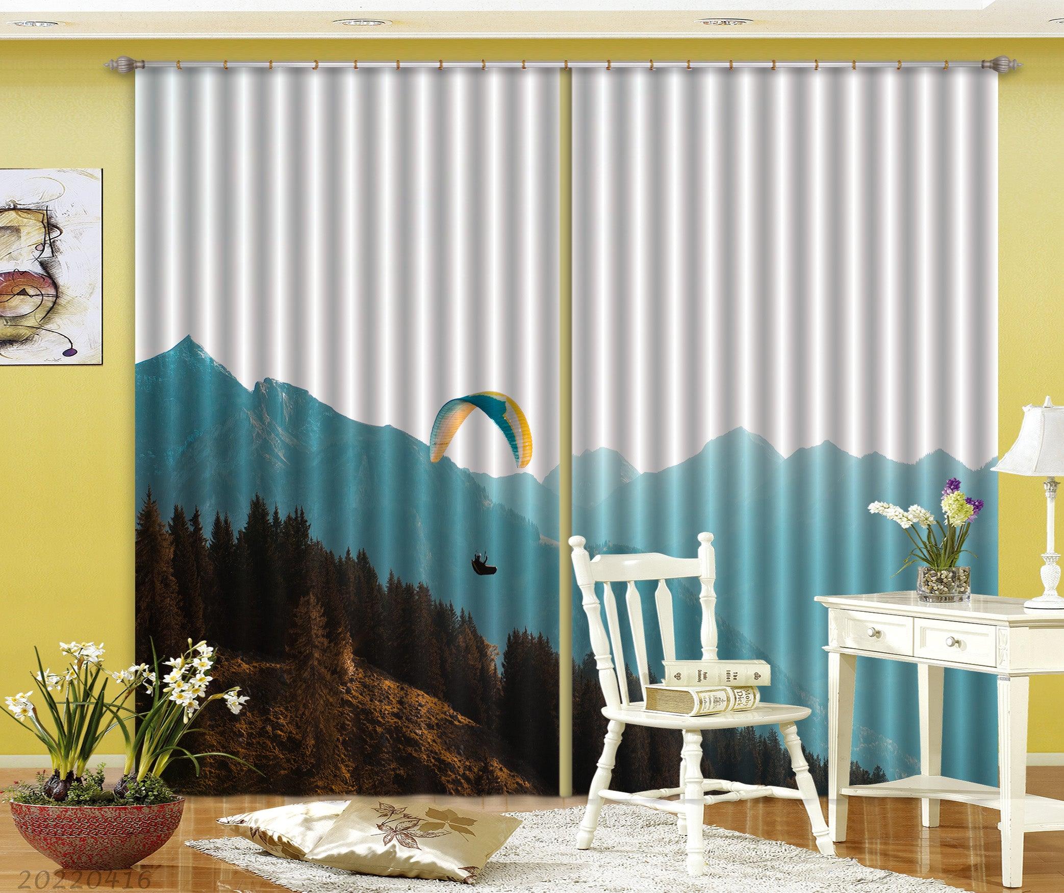 3D Landscape Peak Parachute Forest Trees Curtains and Drapes GD 4484- Jess Art Decoration