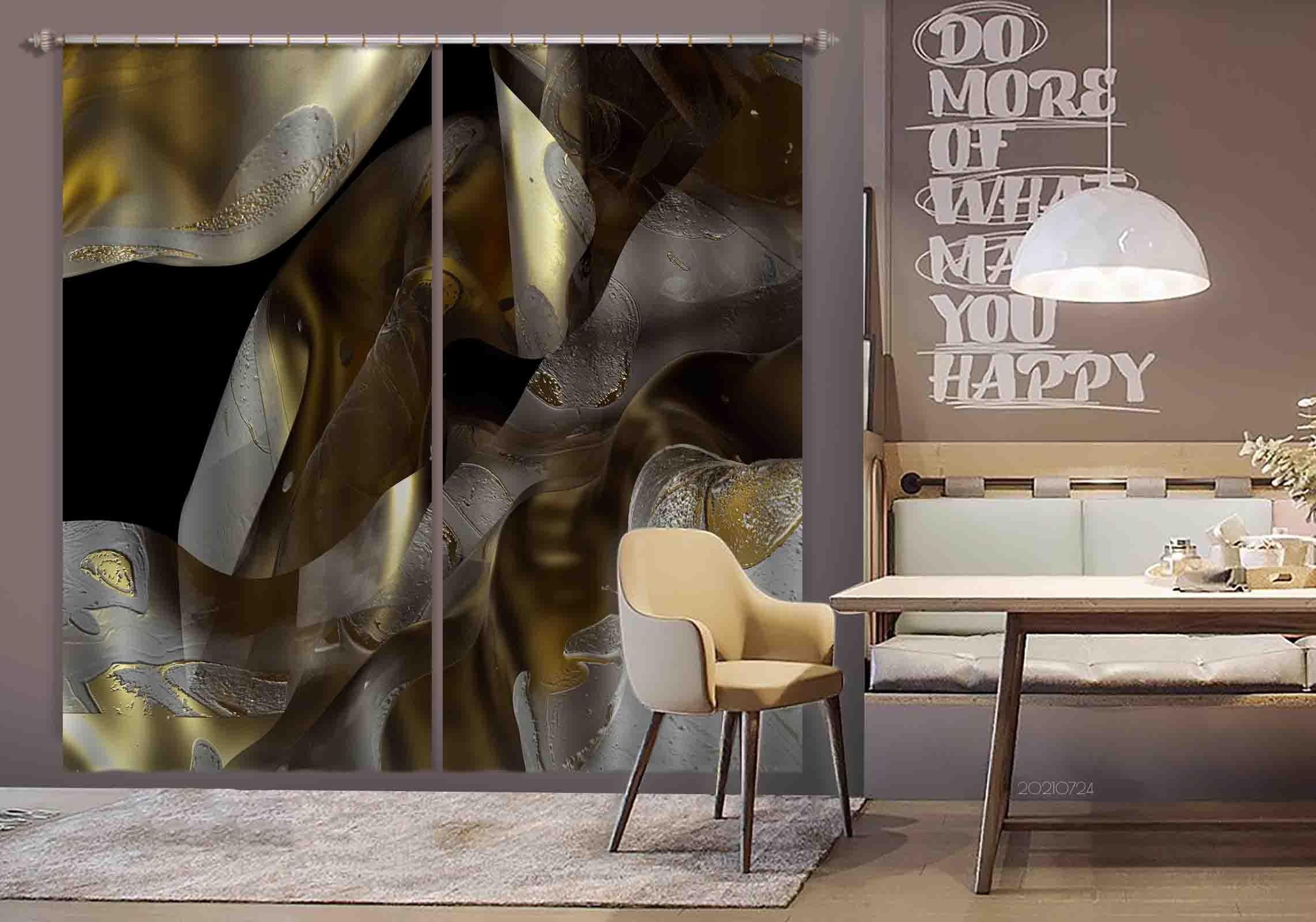 3D Abstract Brown Marble Texture Curtains and Drapes LQH 11- Jess Art Decoration