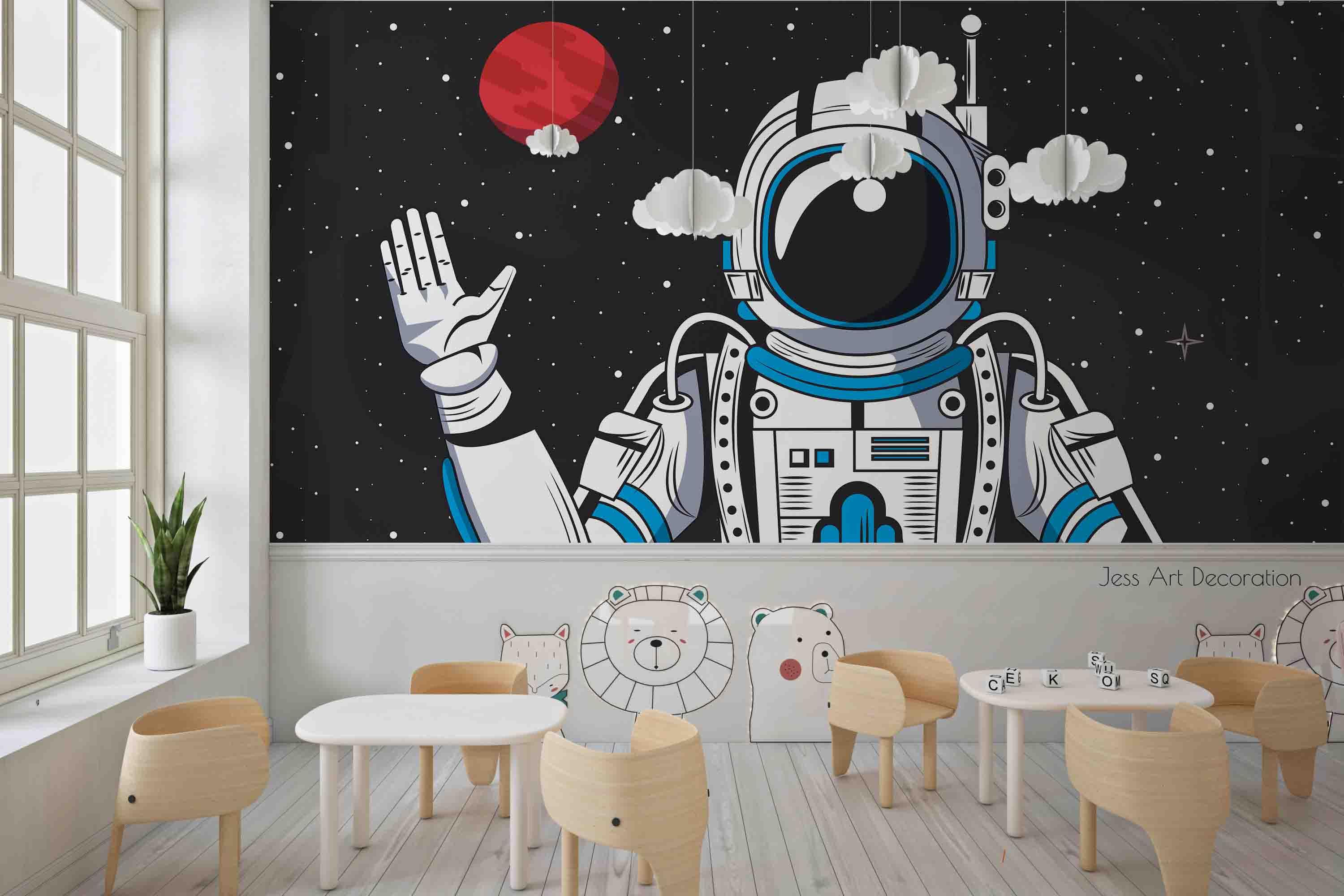 3D Cartoon Astronaut Space cartoon astronaut space mural wall mural wallpaper for kids room - view 4