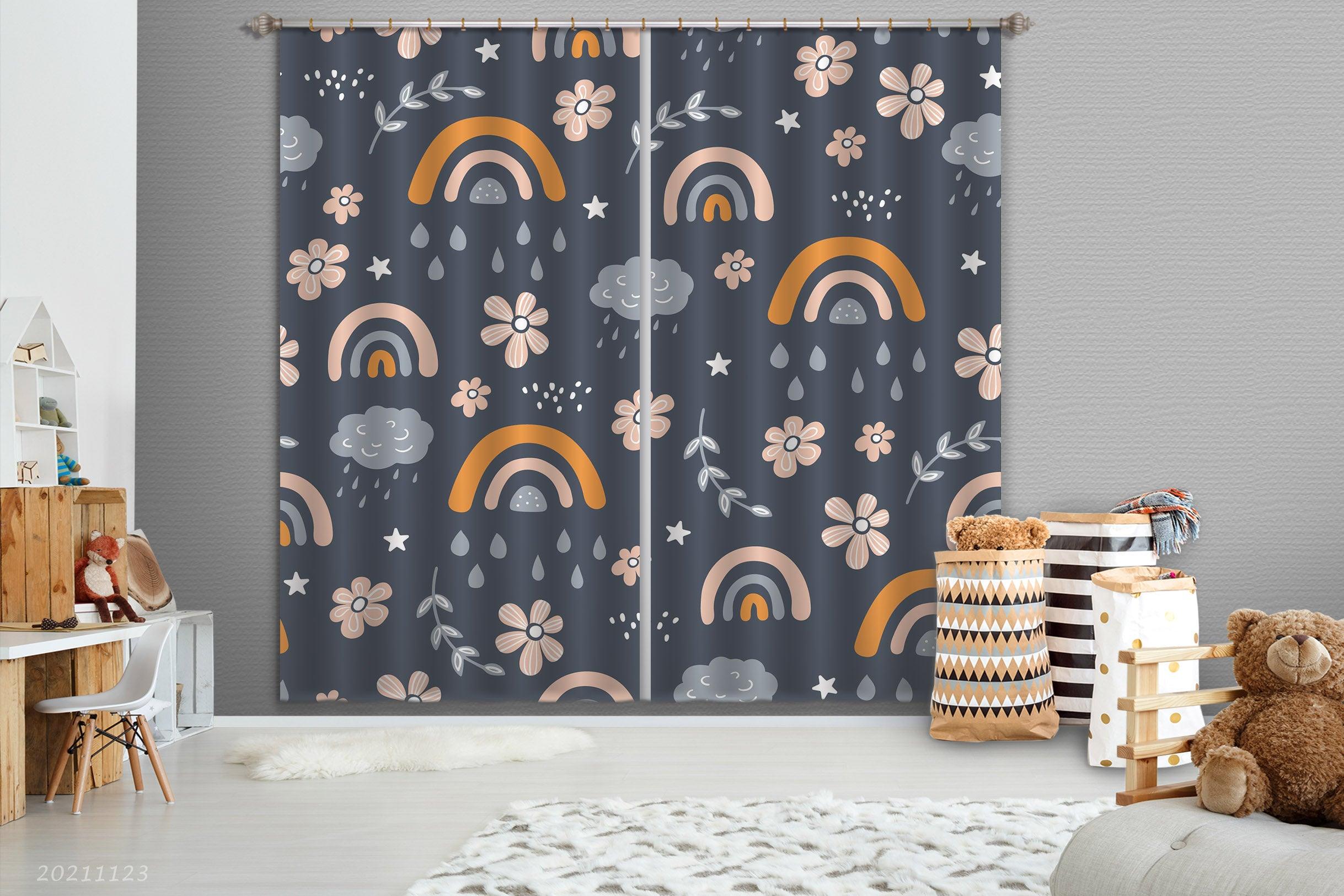 3D Rainbow Floral Pattern Curtains and Drapes LQH 29- Jess Art Decoration