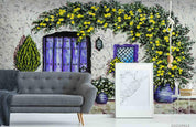 3D Door Floral Oil Painting Wall Mural Wallpaper LQH 318- Jess Art Decoration
