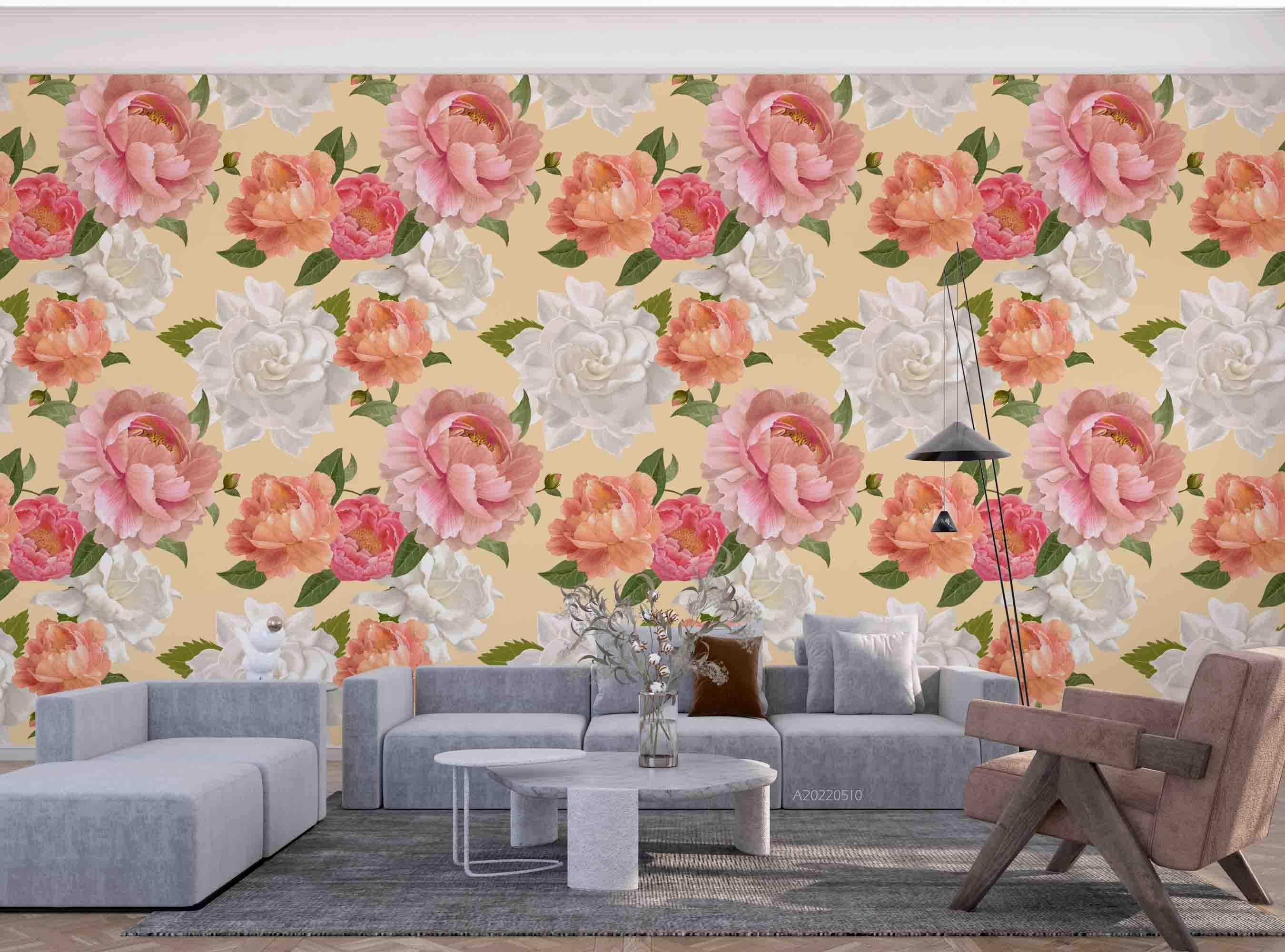 3D Pink Floral Seamless Wall Mural Wallpaper SWW 14- Jess Art Decoration