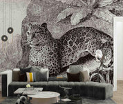 3D Sketch Leopard Rock Wall Mural Wallpaper SWW 53- Jess Art Decoration