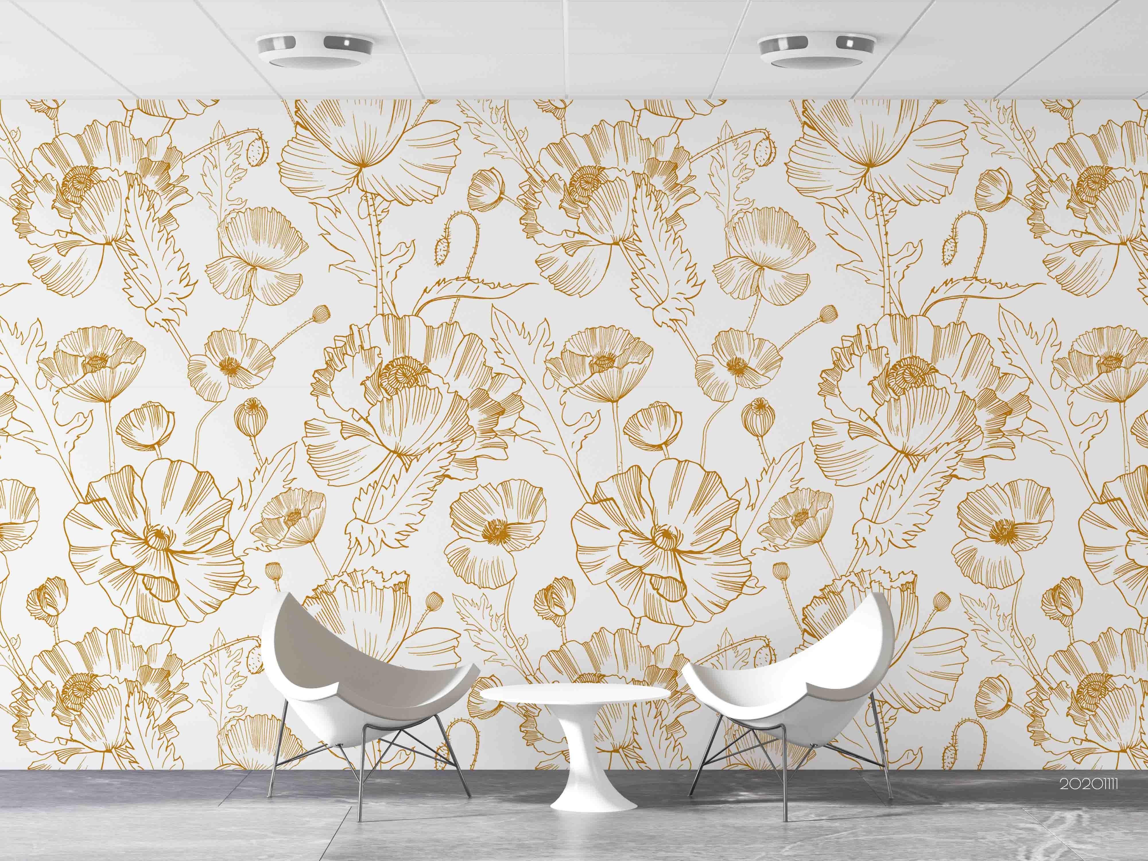 3D Hand Drawn Floral Plant Leaves Pattern Wall Mural Wallpaper LXL- Jess Art Decoration