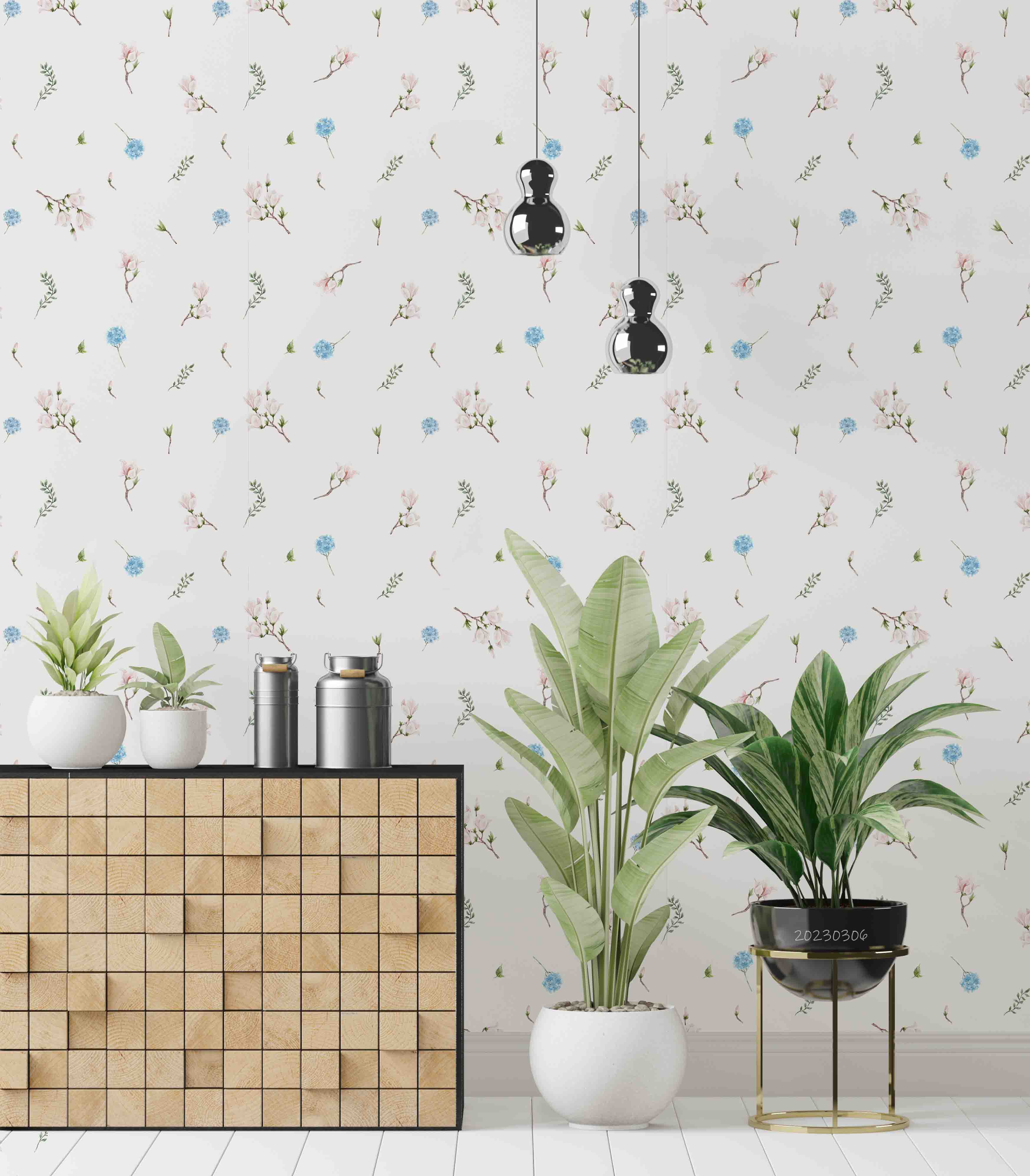 3D Watercolor Magnolia Hydrangea Wall Mural Wallpaper GD 1675- Jess Art Decoration