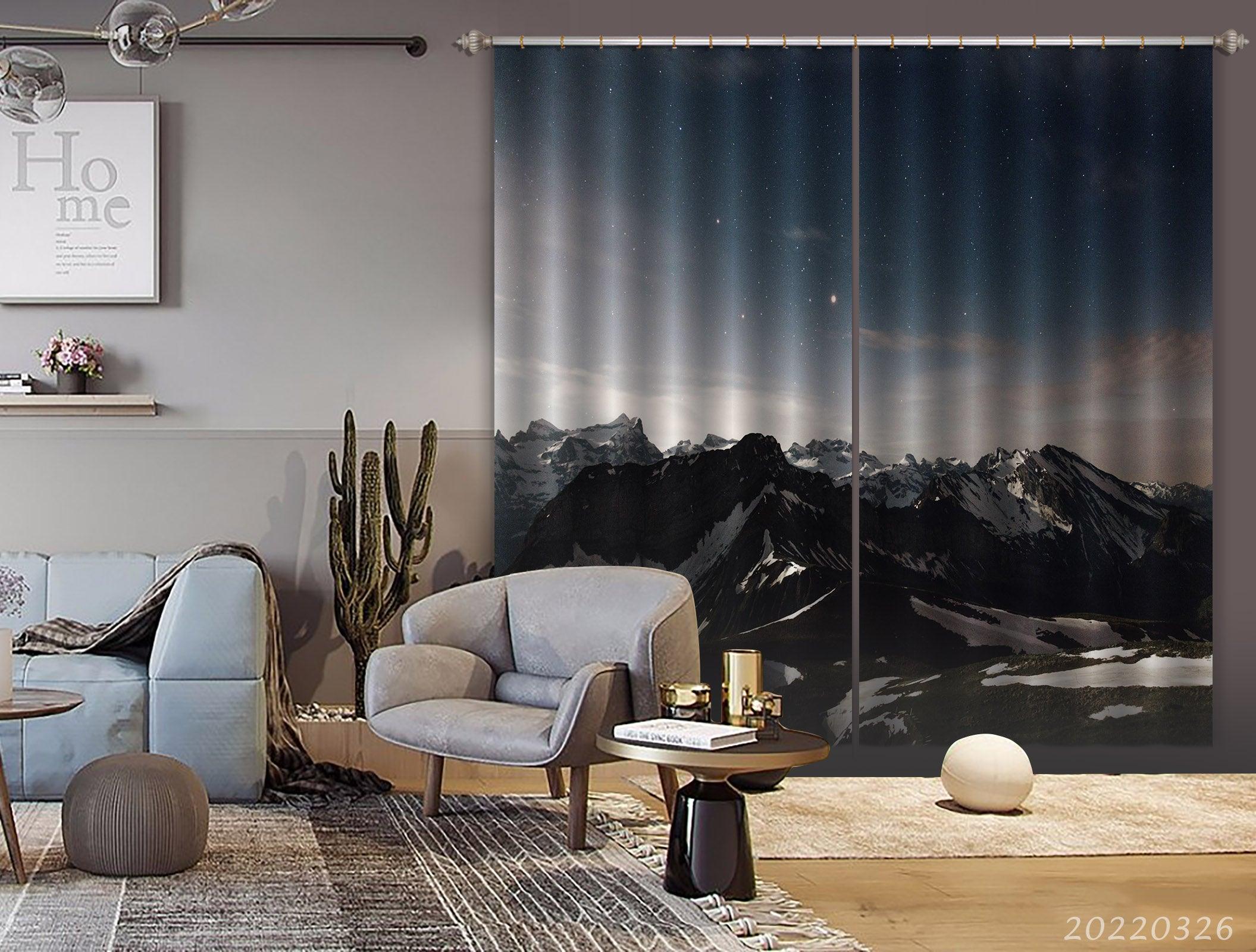 3D Landscape Nature Peak Snow Curtains and Drapes GD 2963- Jess Art Decoration