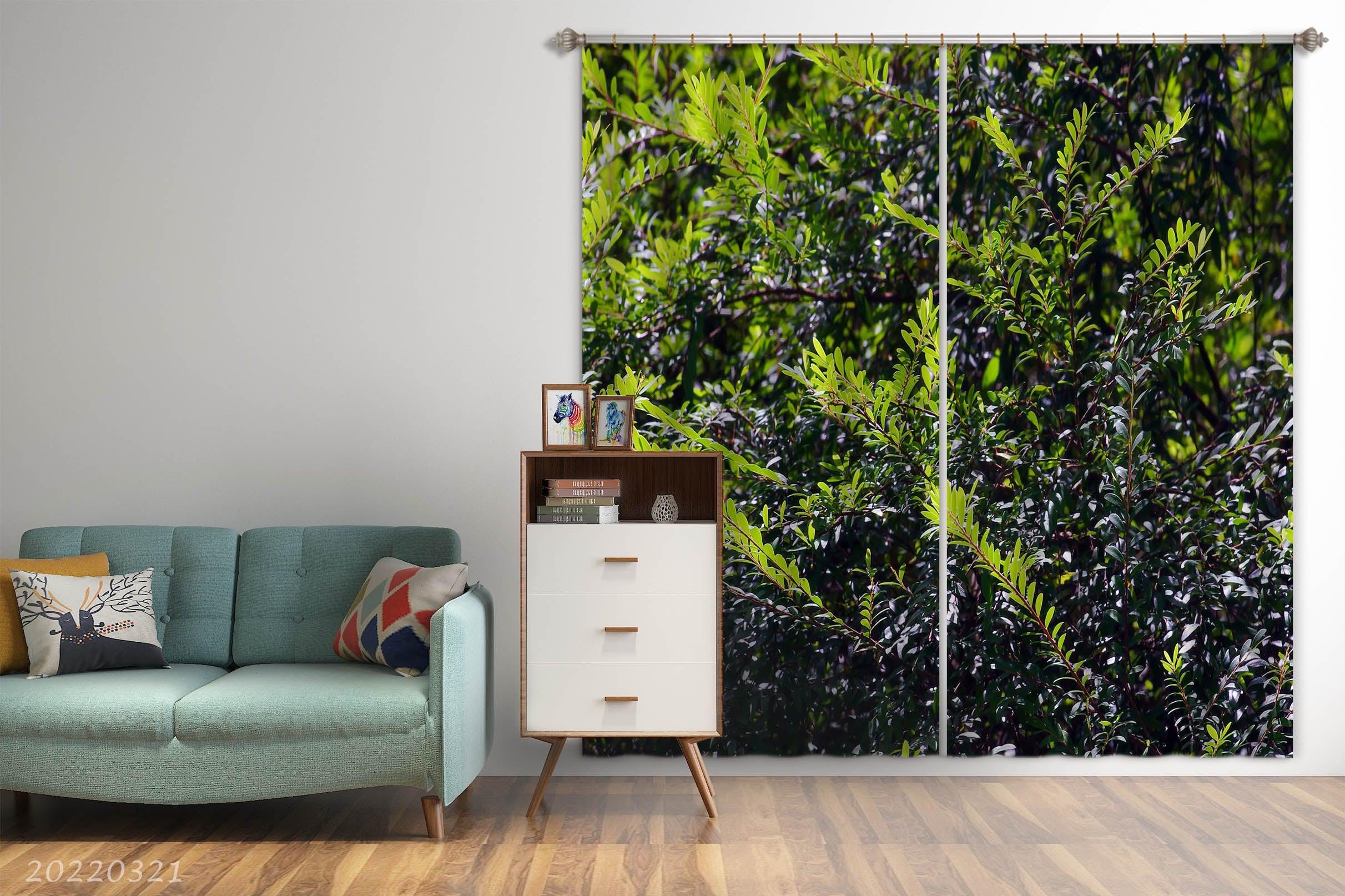 3D Summer Green Leaf Sunbeam Curtains and Drapes GD 3094- Jess Art Decoration