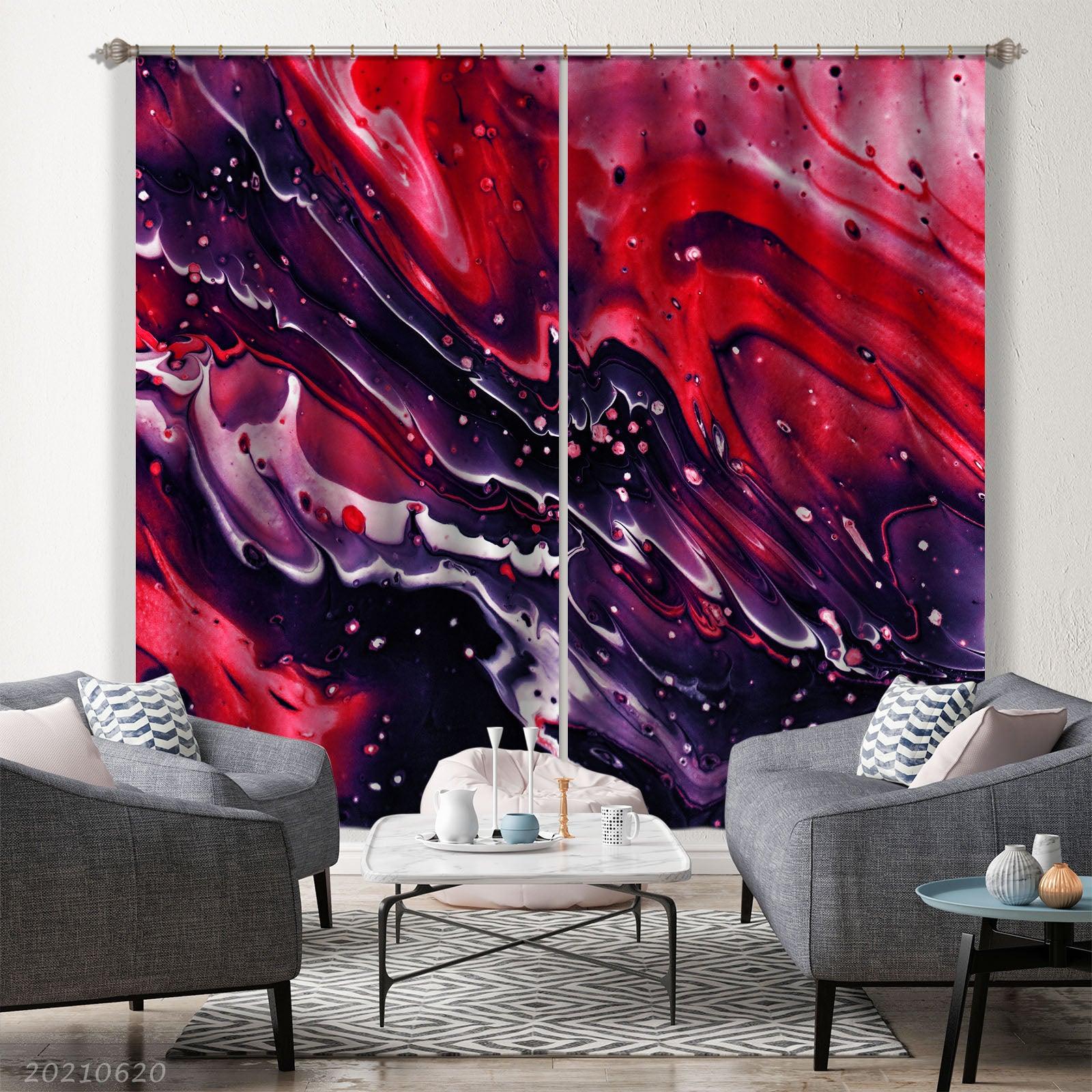 3D Abstract Burgundy Texture Pattern Curtains and Drapes GD 881- Jess Art Decoration